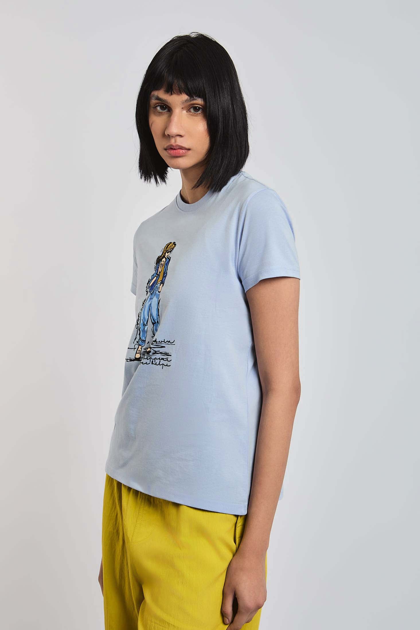 Women  T-Shirt  Regular Fit  With Short Sleeves Blue