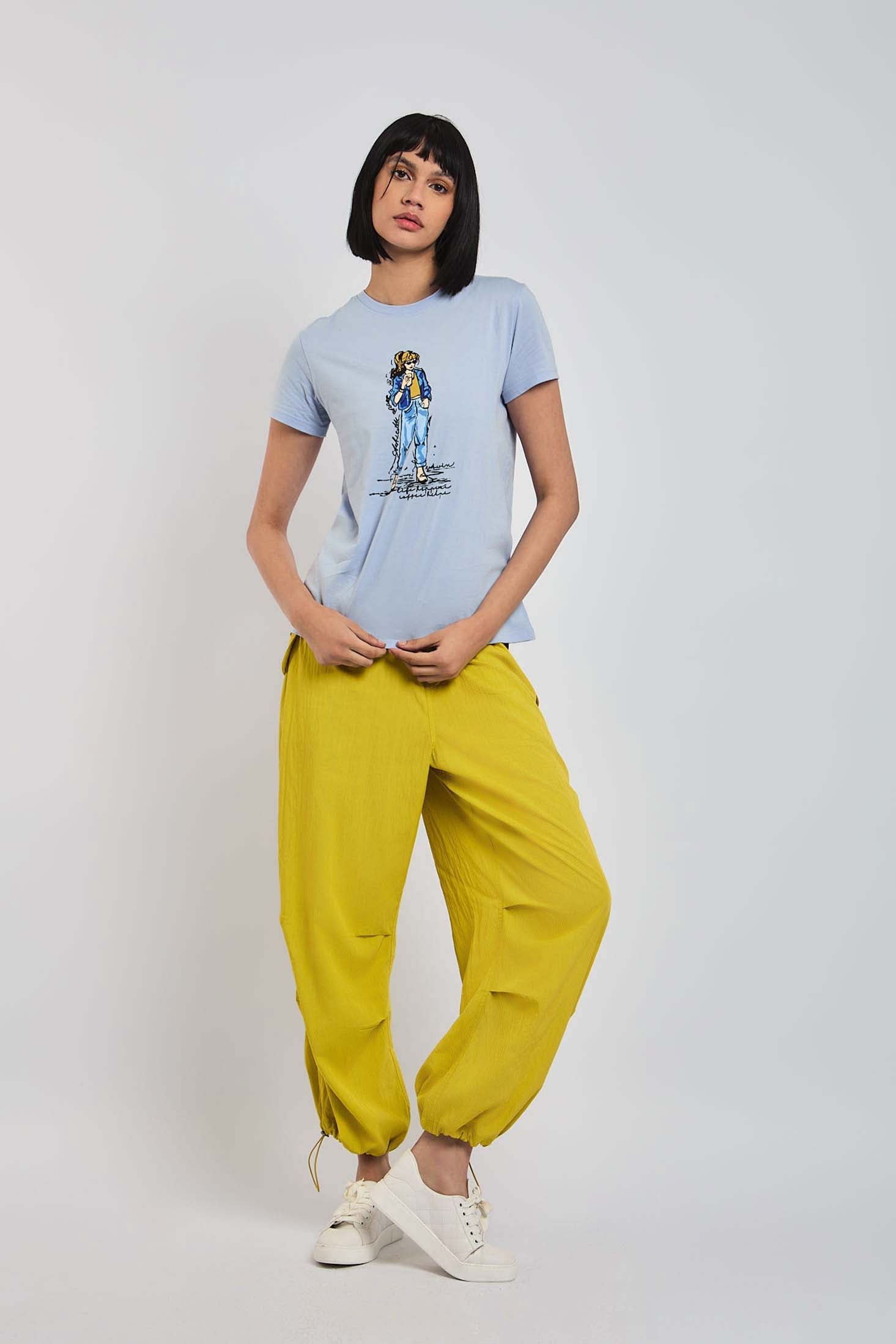 Women  T-Shirt  Regular Fit  With Short Sleeves Blue