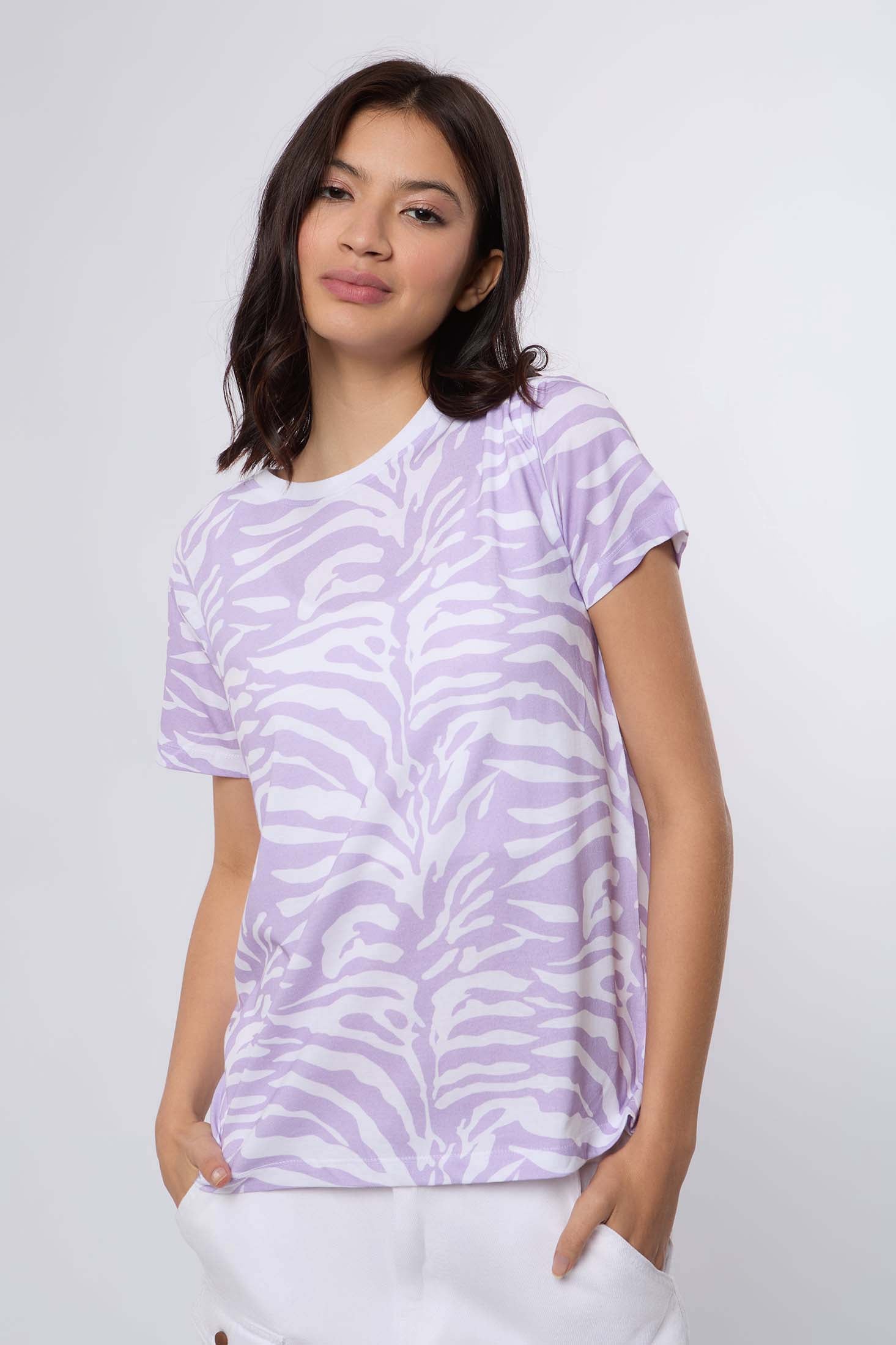 Women  T-Shirt Regular Fit With Short Sleeves Pink