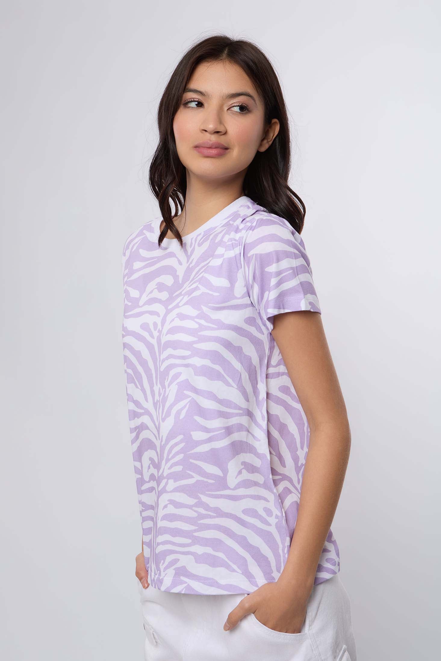 Women  T-Shirt Regular Fit With Short Sleeves Pink