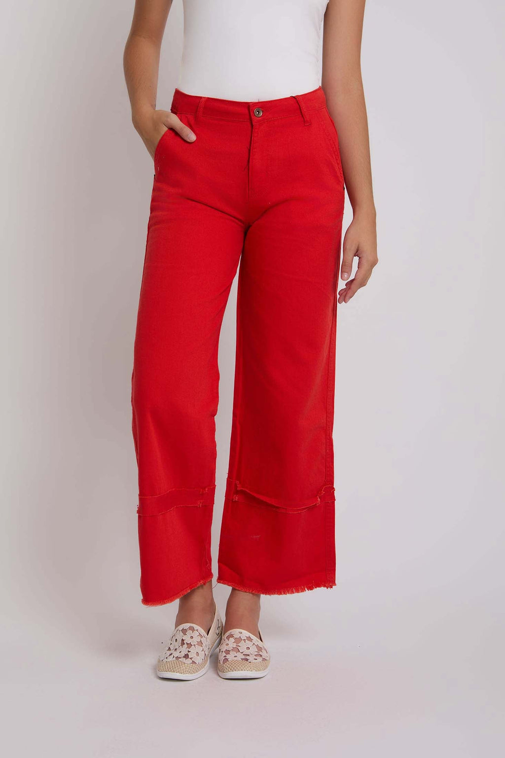 Women-Denim  Wide ColoredWomen Jeans Red