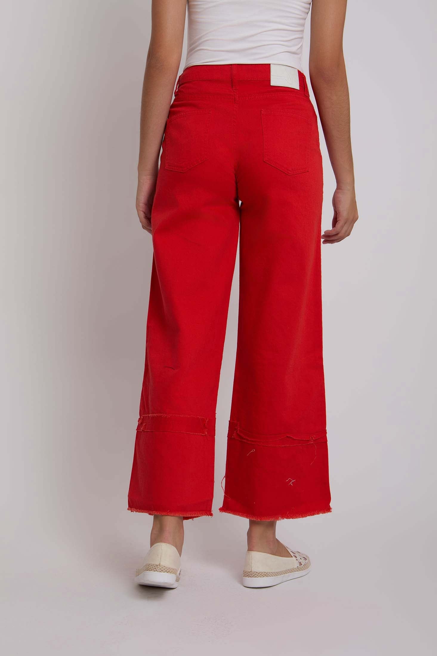 Women-Denim  Wide ColoredWomen Jeans Red