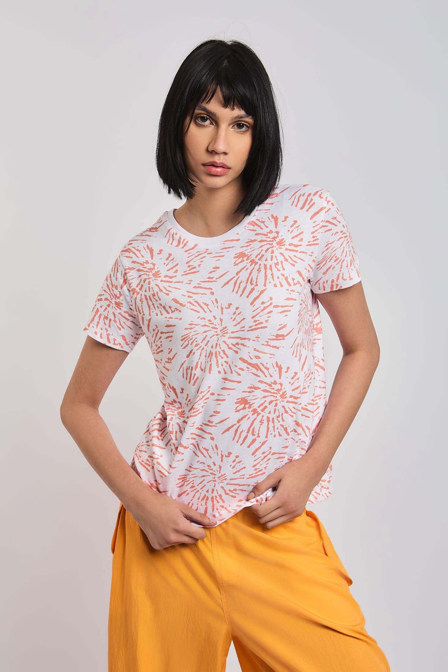 Women  T-Shirt Regular Fit With Short Sleeves Multicolor