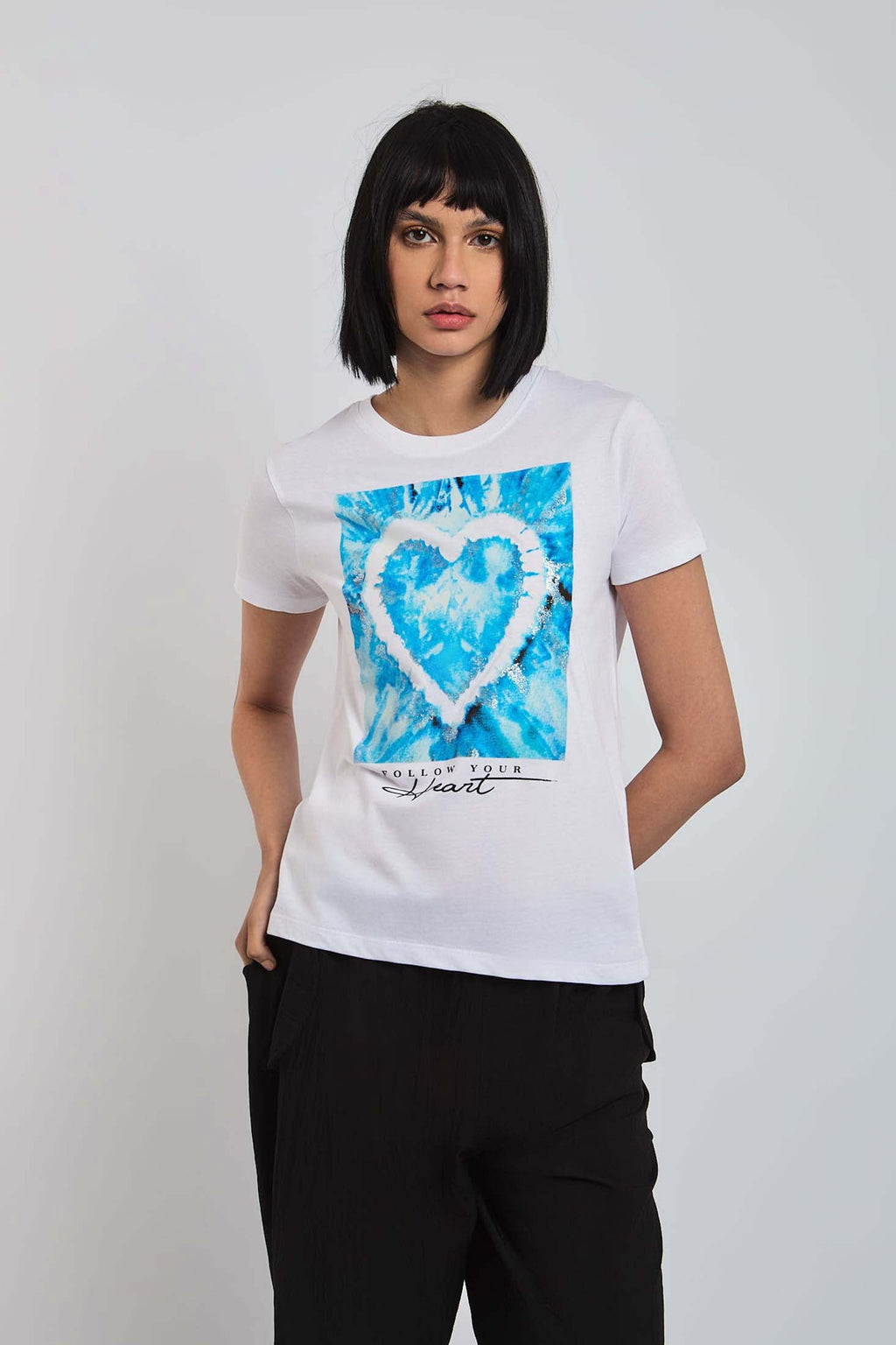 Women  T-Shirt Regular Fit With Short Sleeves White