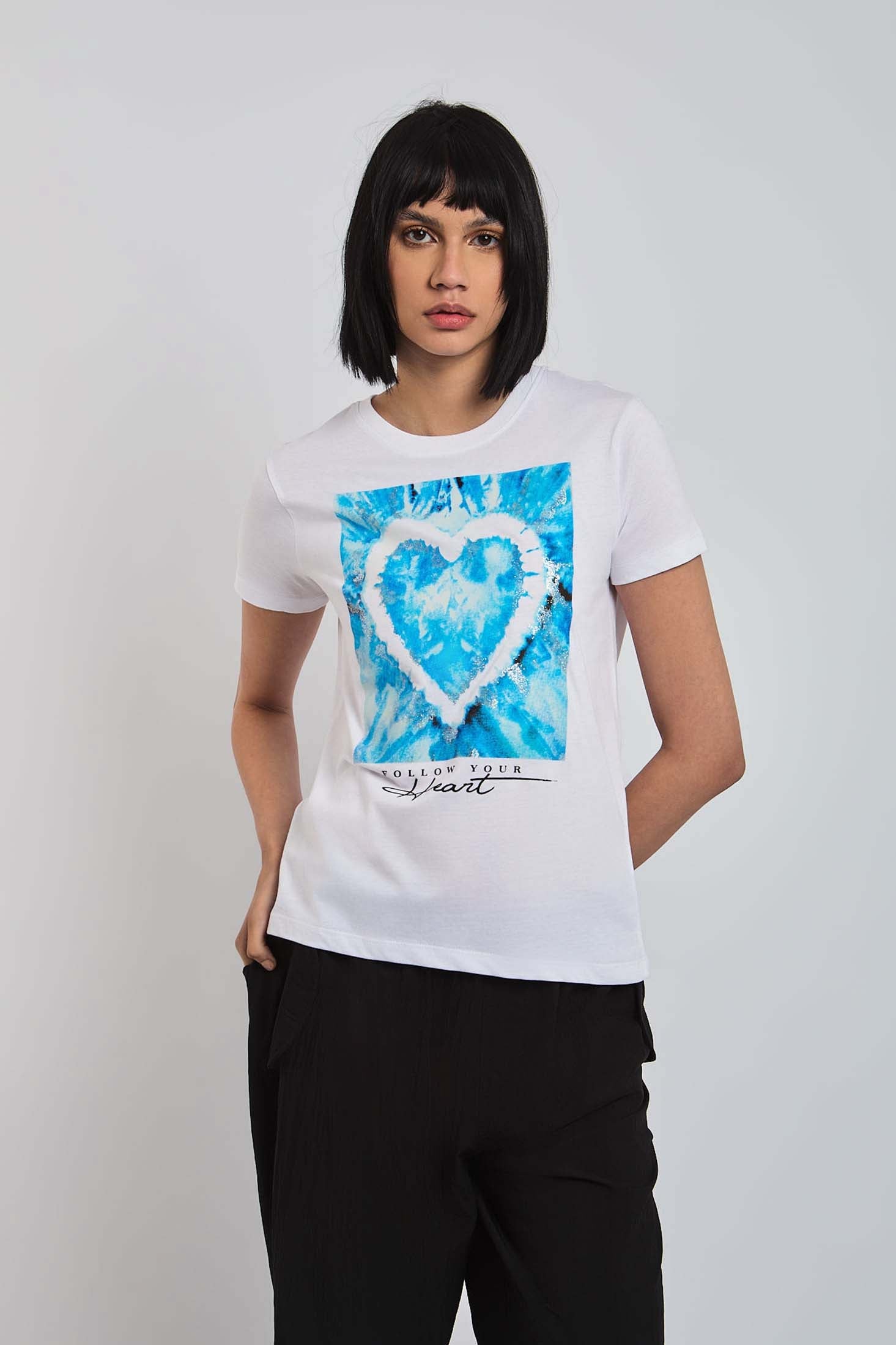 Women  T-Shirt Regular Fit With Short Sleeves White