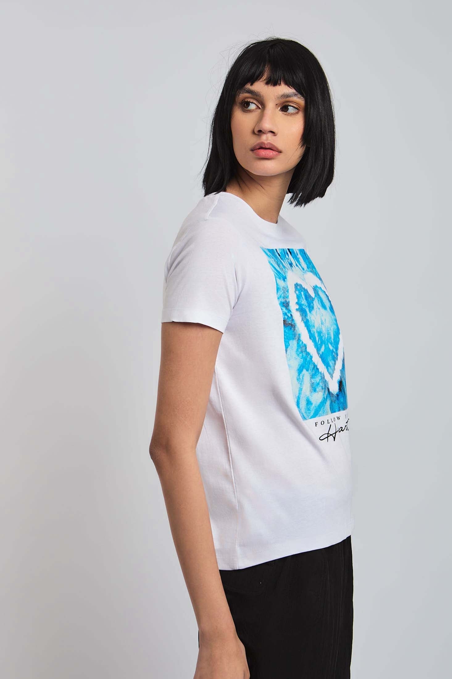 Women  T-Shirt Regular Fit With Short Sleeves White
