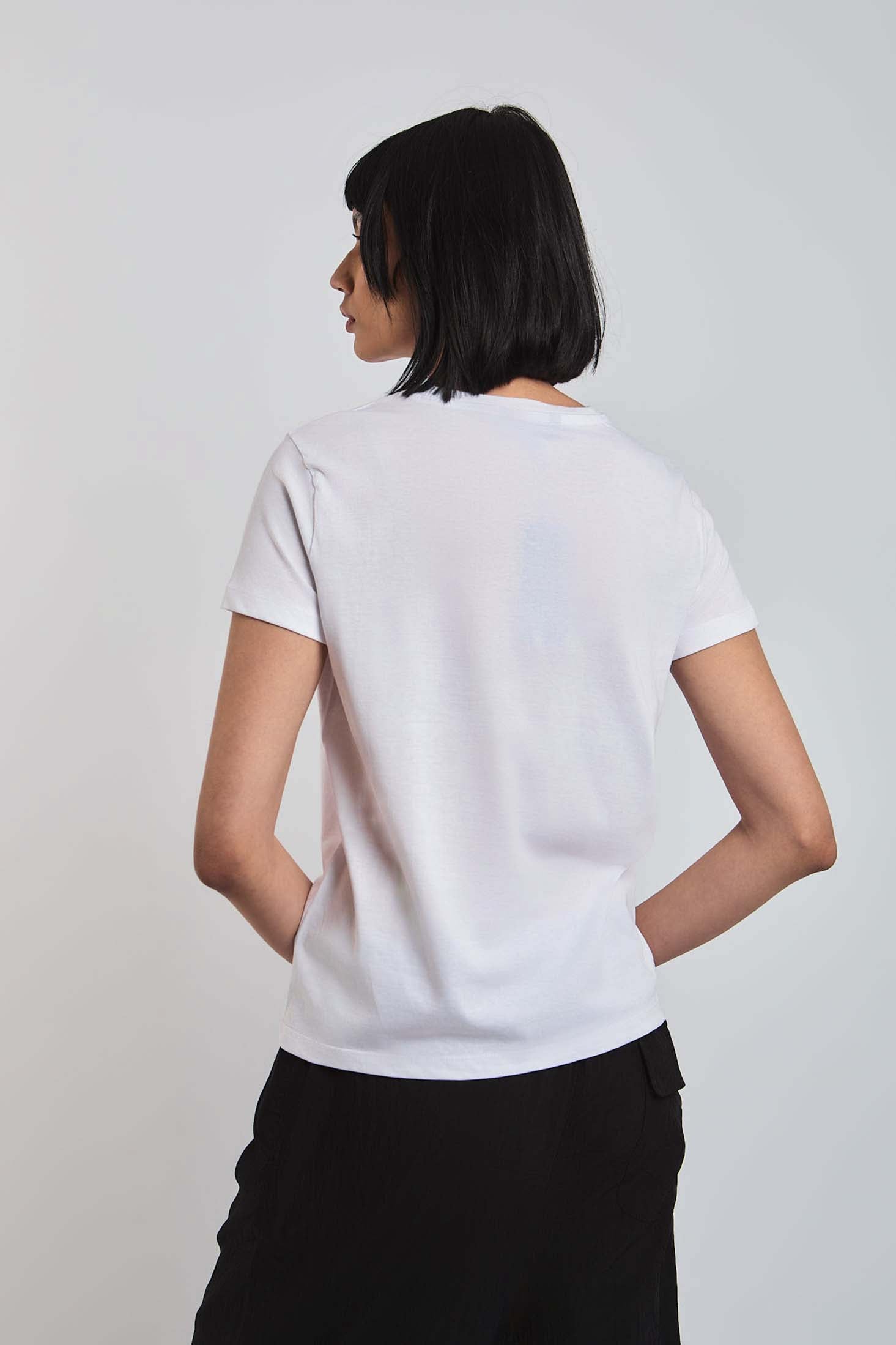 Women  T-Shirt Regular Fit With Short Sleeves White