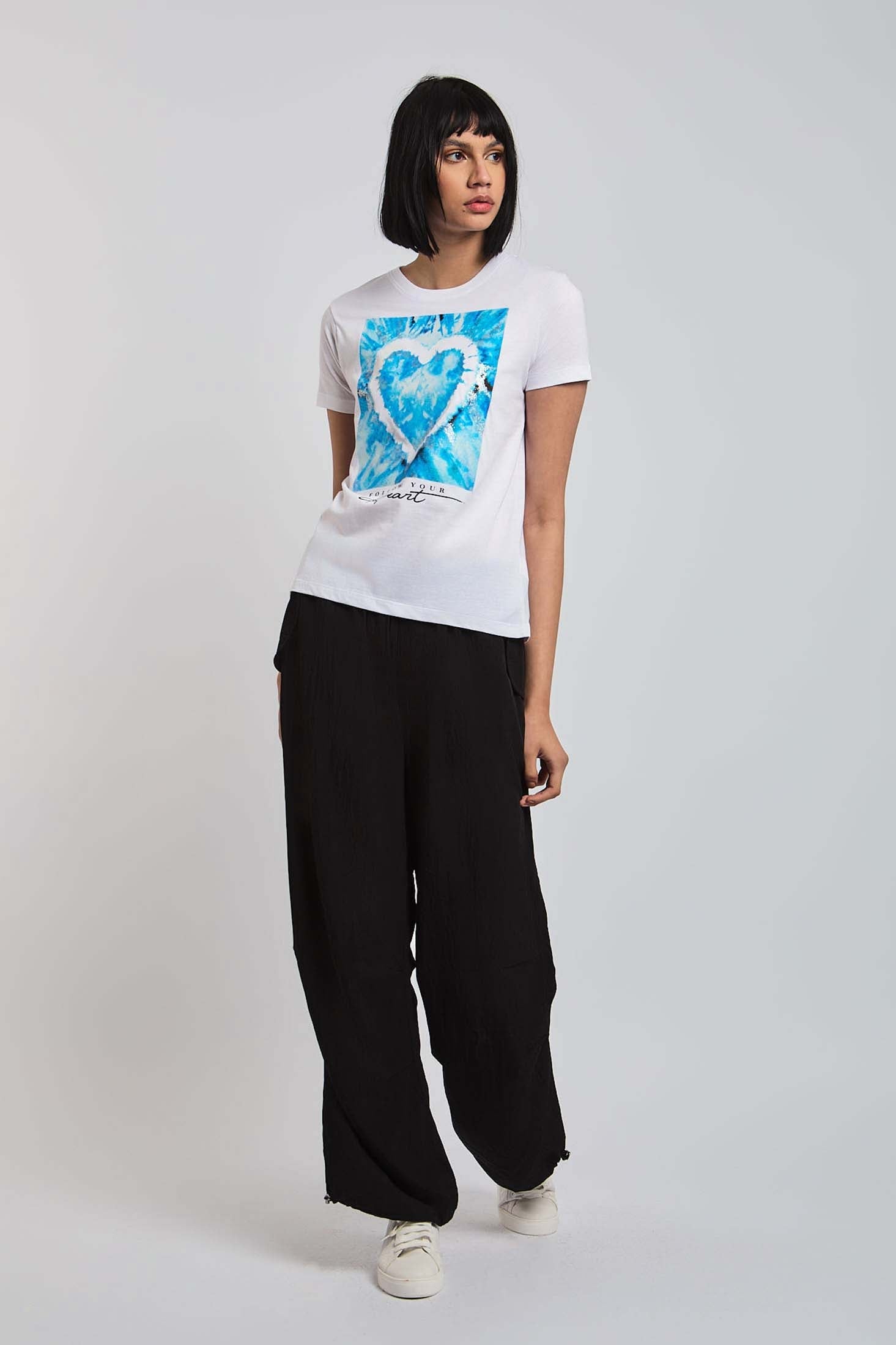 Women  T-Shirt Regular Fit With Short Sleeves White