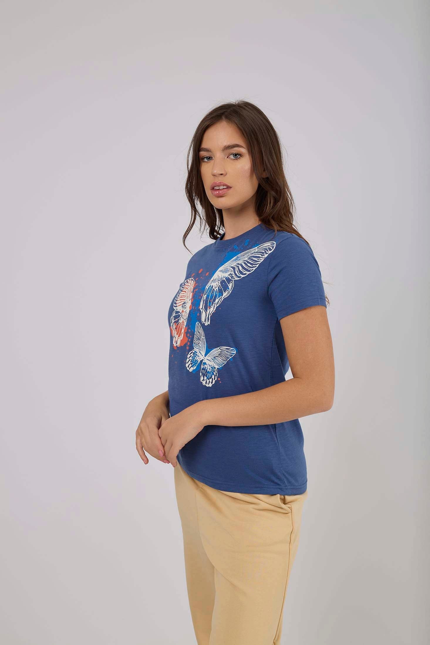 Women-T-Shirt  Regular Fit Navy