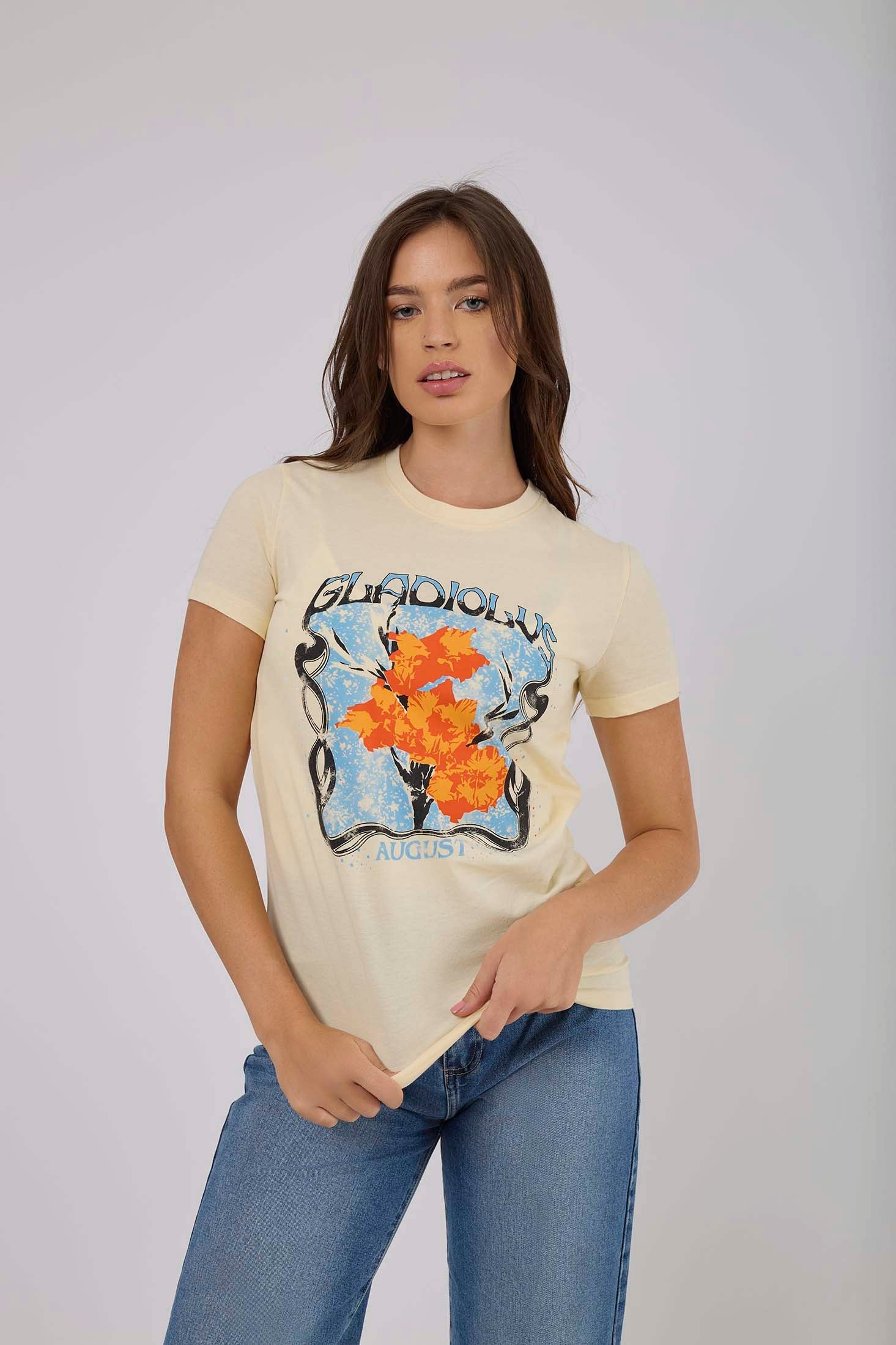 Women  T-Shirt Regular Fit With Curved Hem Shirt Tail orange