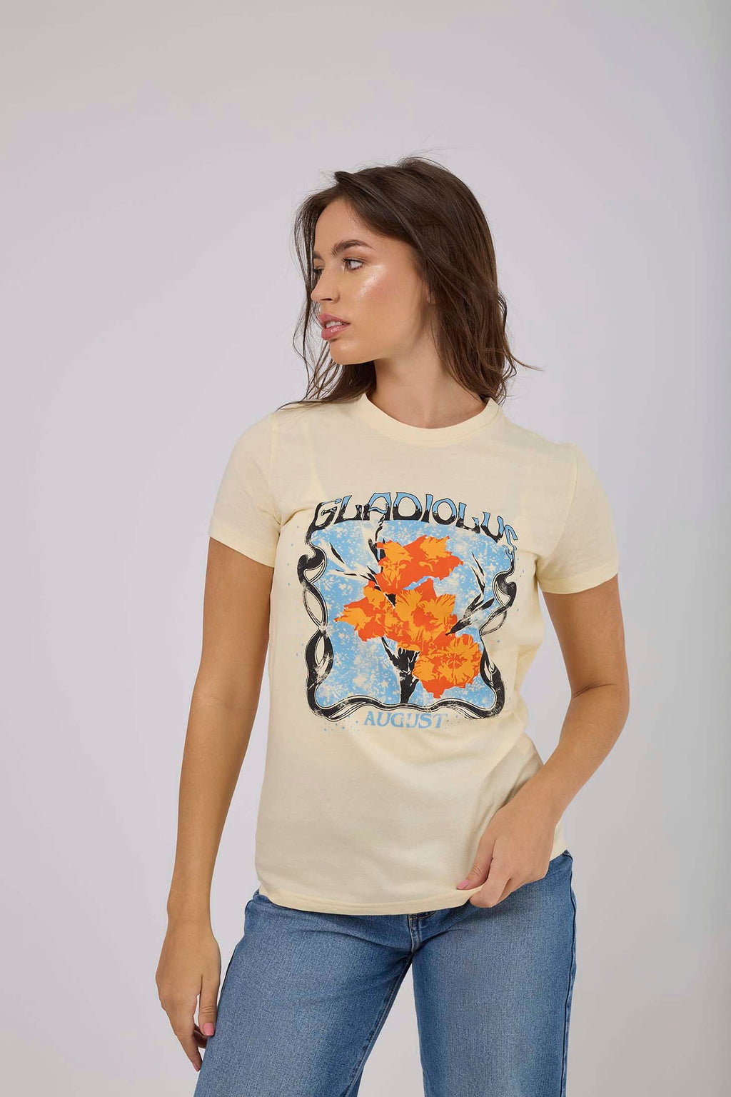 Women  T-Shirt Regular Fit With Curved Hem Shirt Tail orange