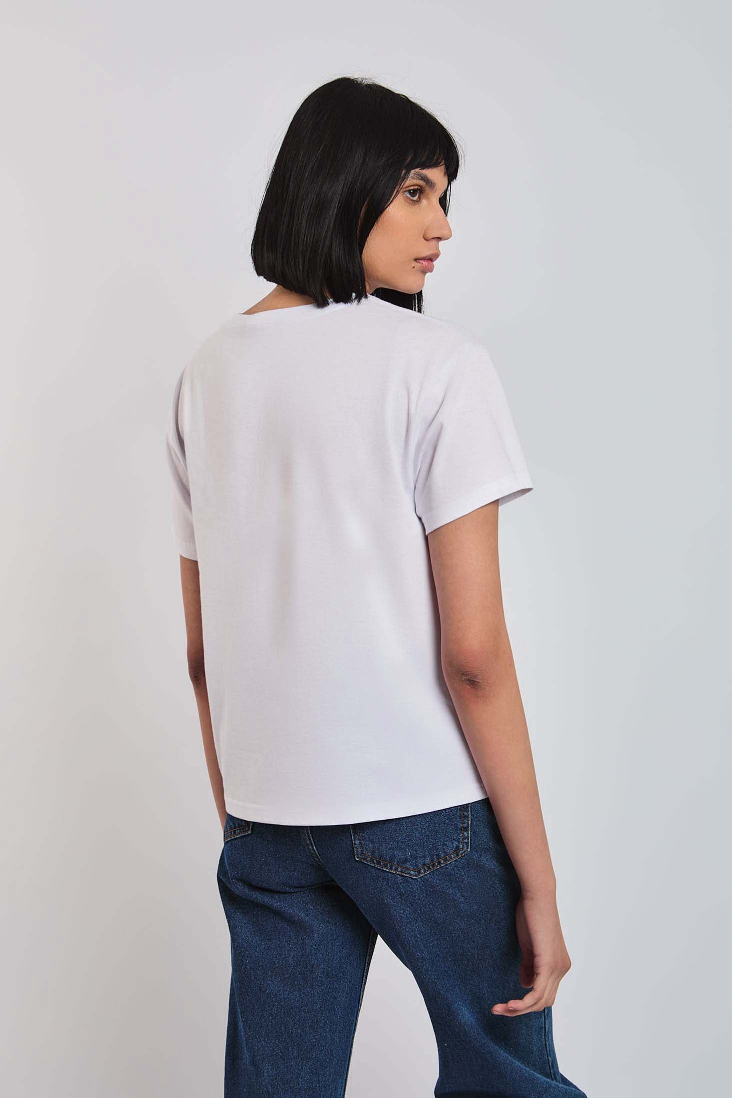 Women T-Shirt Short Sleeve Cropped White