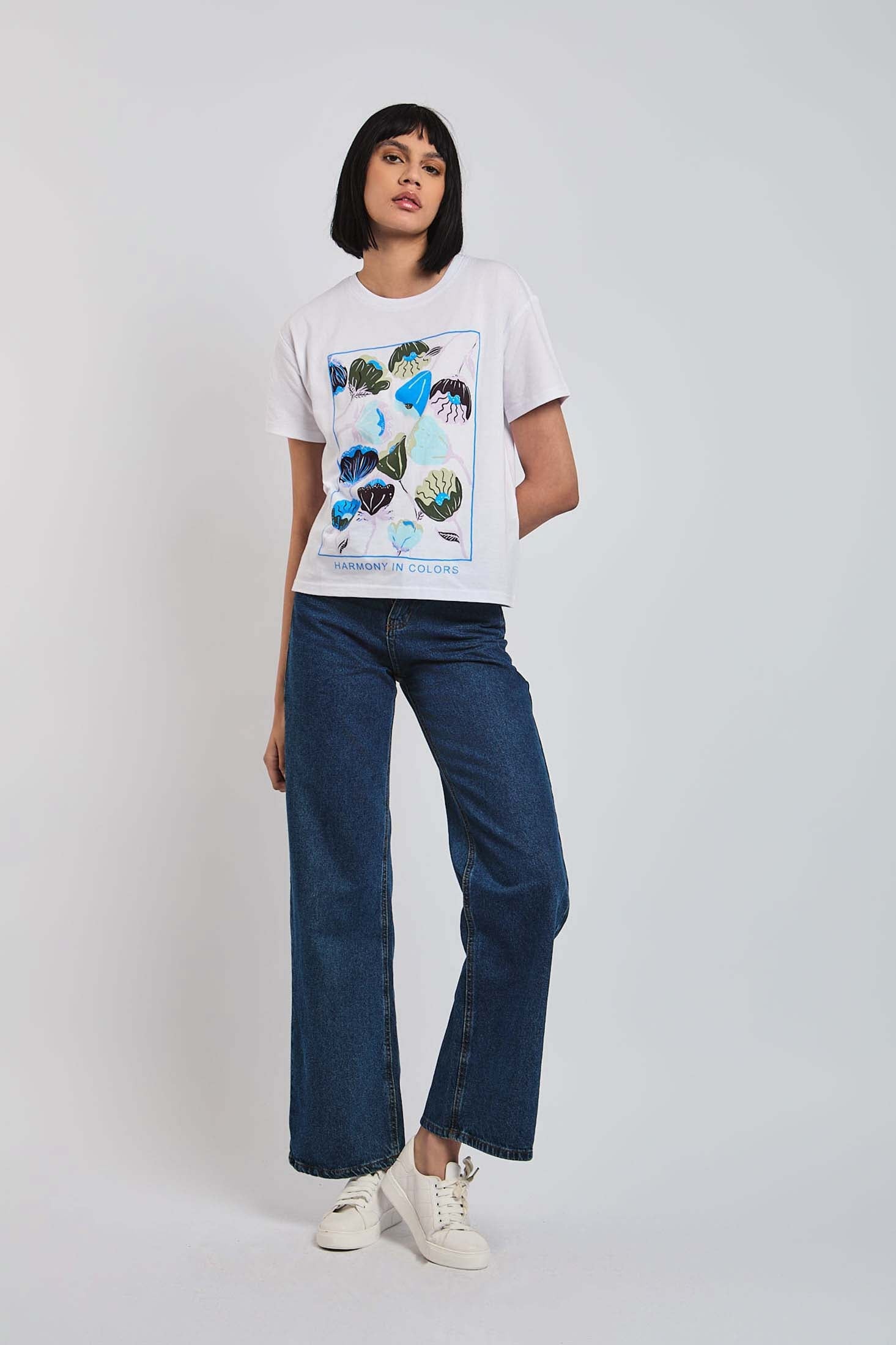 Women T-Shirt Short Sleeve Cropped White