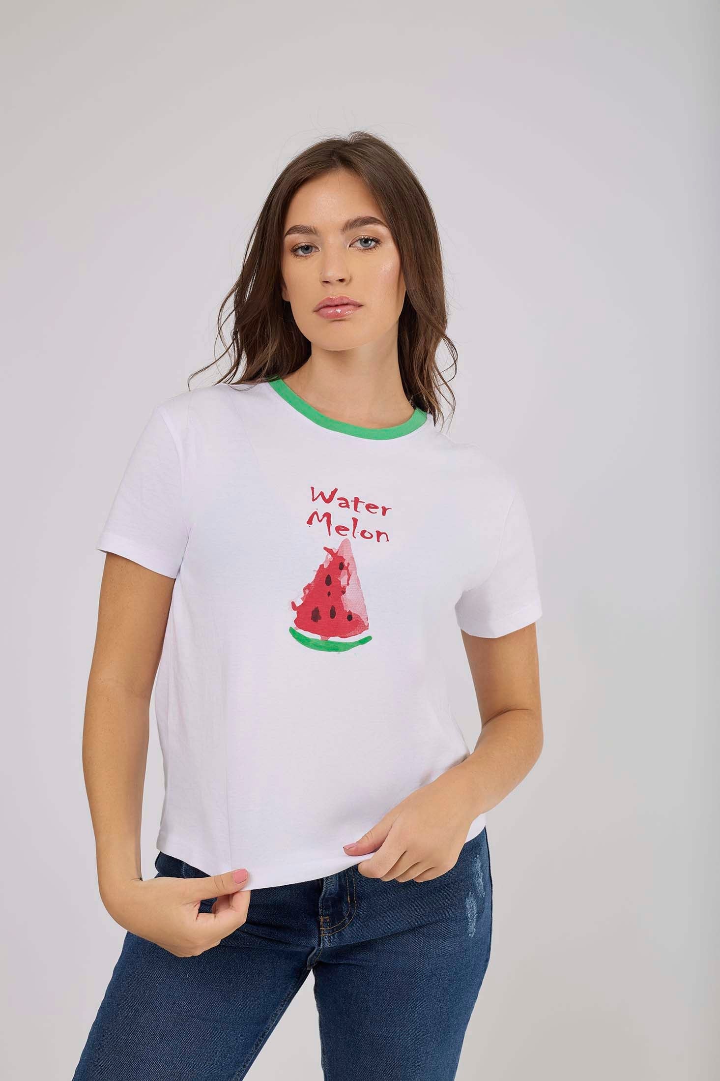 Women-T-Shirt  Short Sleeve CroppedWomen White