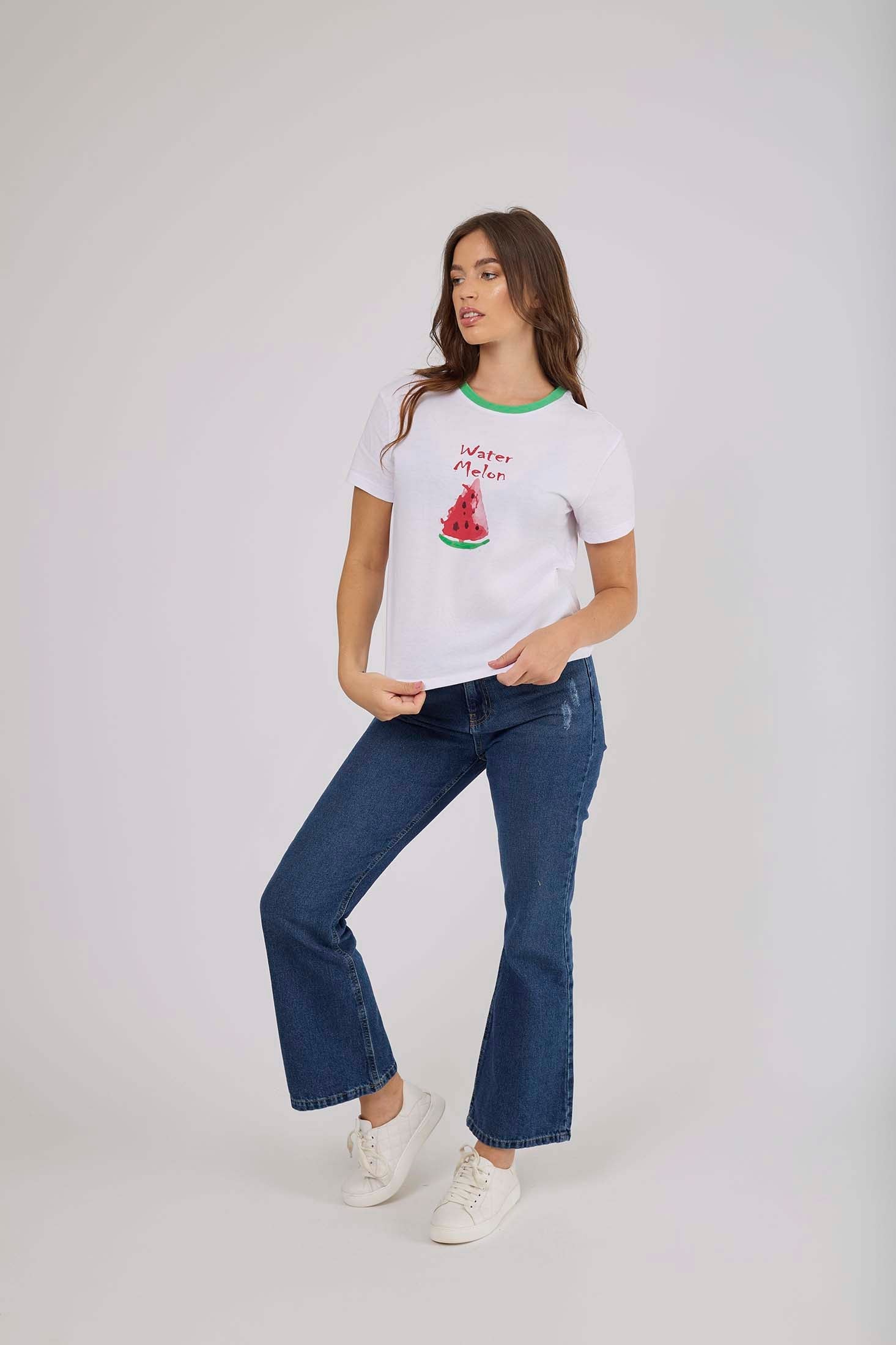 Women-T-Shirt  Short Sleeve CroppedWomen White