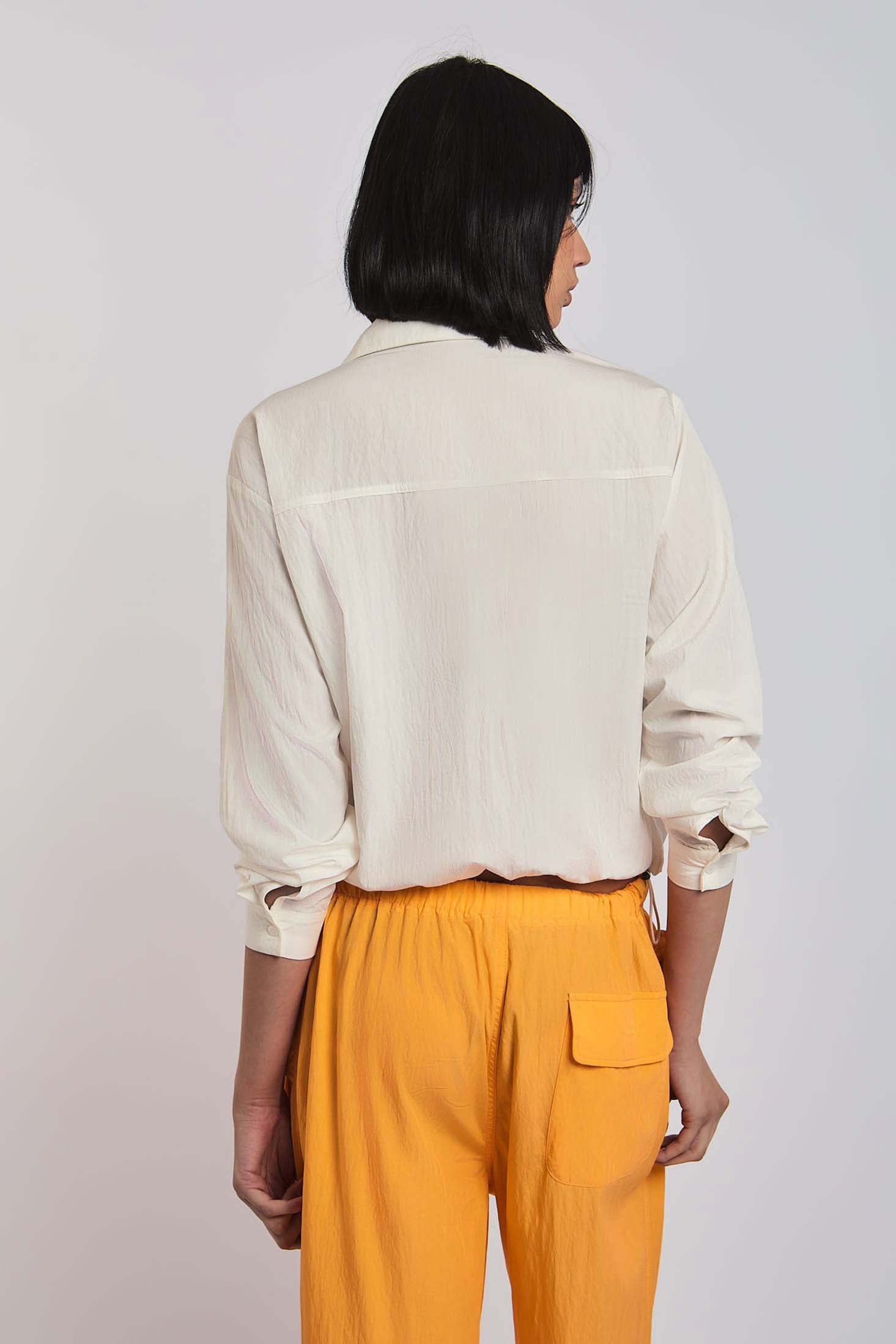 Women Blouse Cotton Cropped Off White