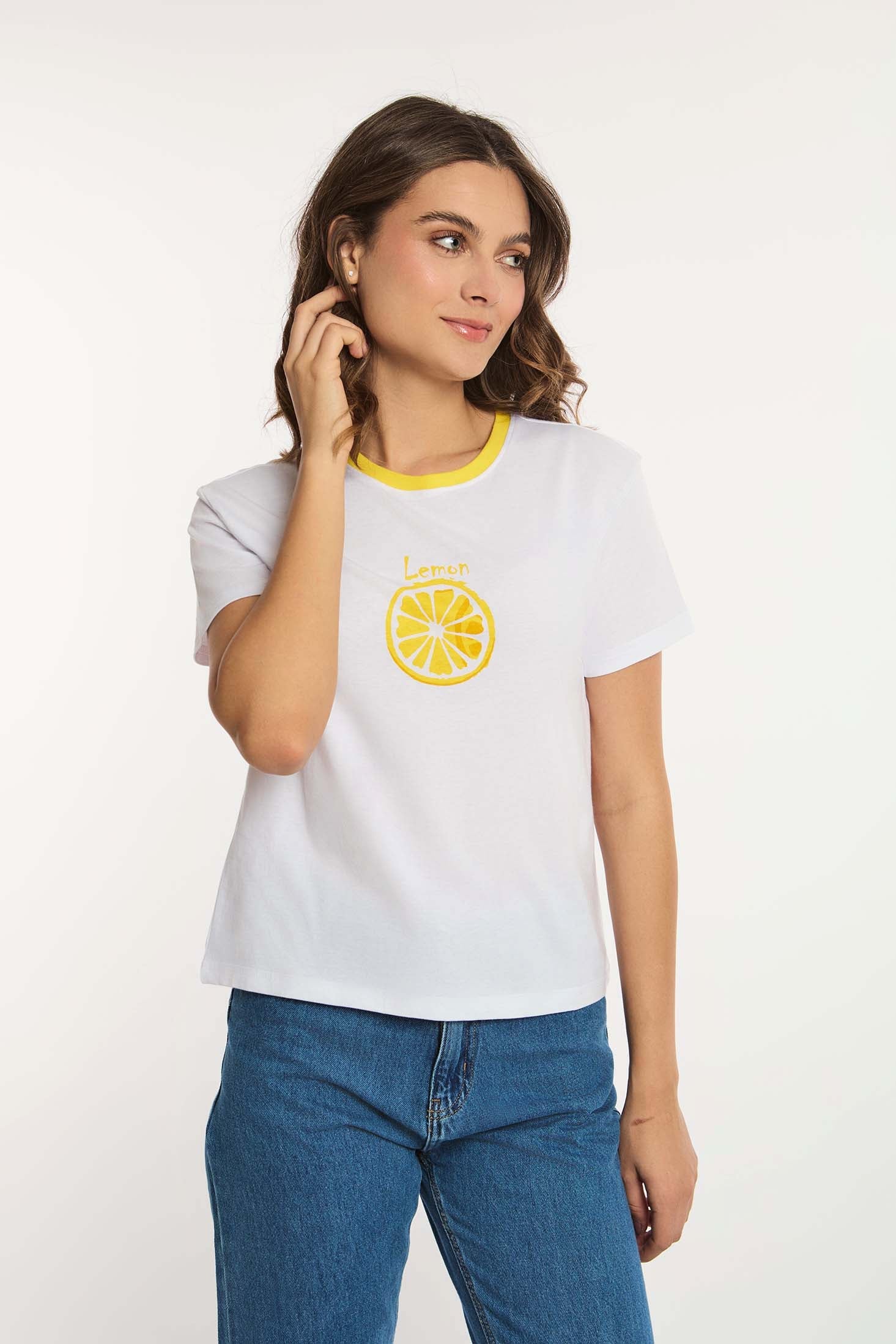 Women  T-Shirt Short Sleeve Cropped T-Shirt White