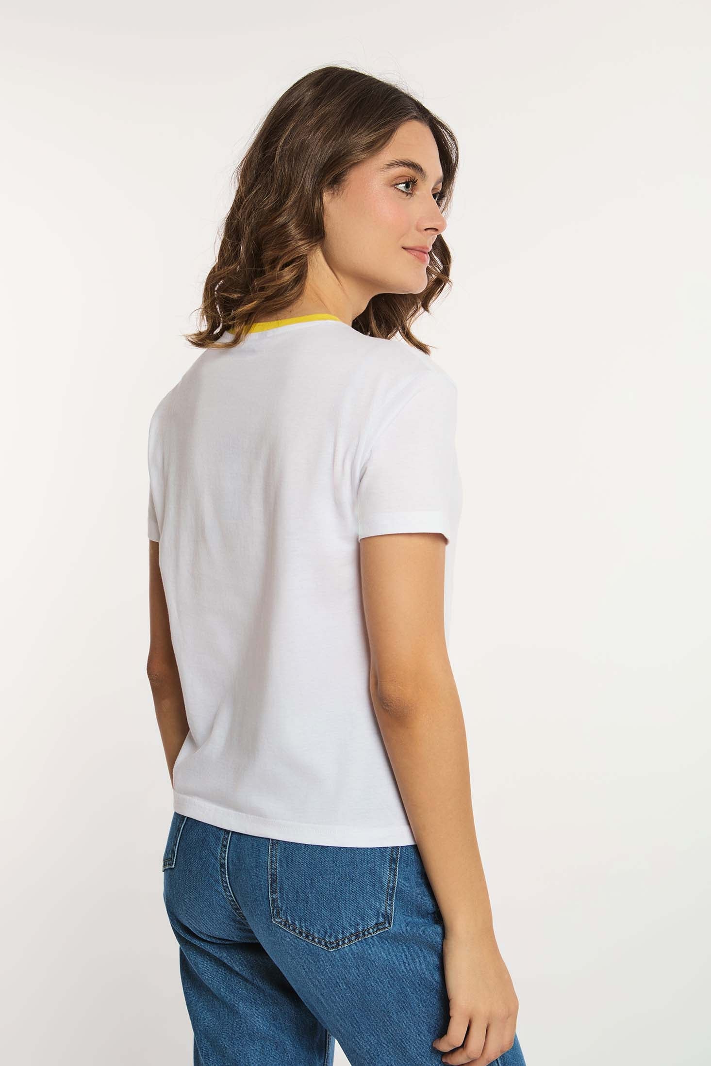Women  T-Shirt Short Sleeve Cropped T-Shirt White