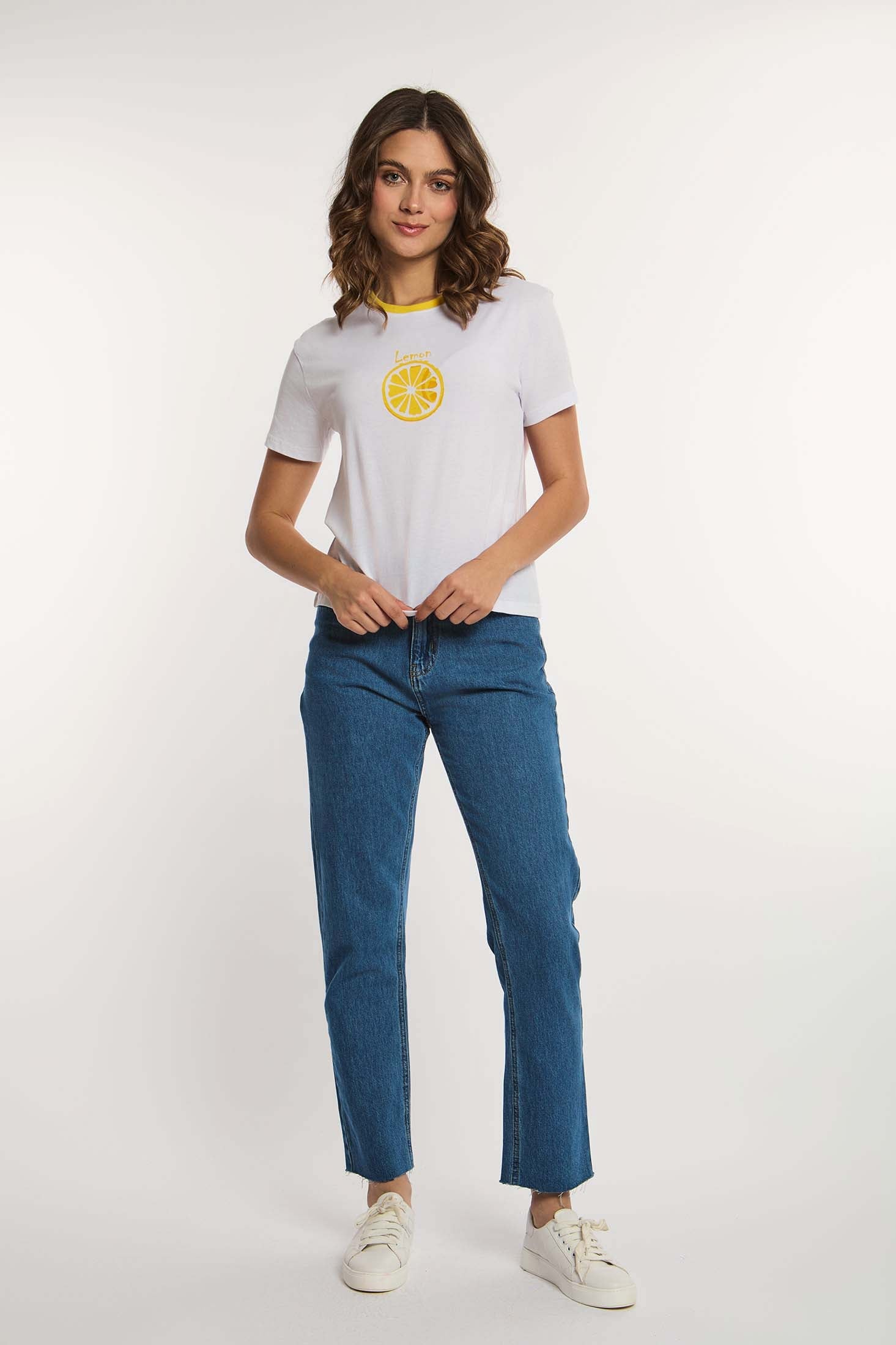 Women  T-Shirt Short Sleeve Cropped T-Shirt White