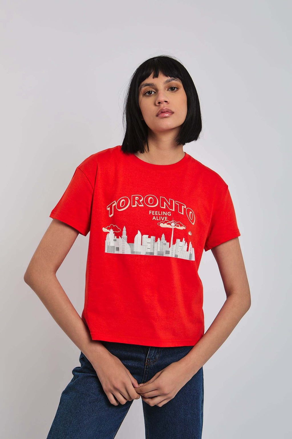 Women-T-Shirt  Short Sleeve CroppedWomen Red
