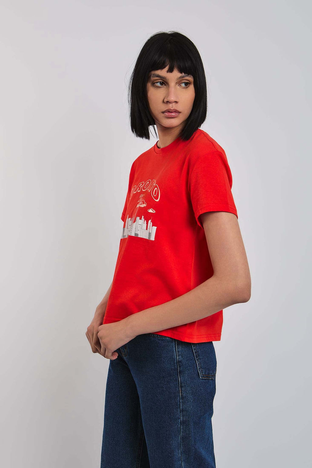 Women-T-Shirt  Short Sleeve CroppedWomen Red