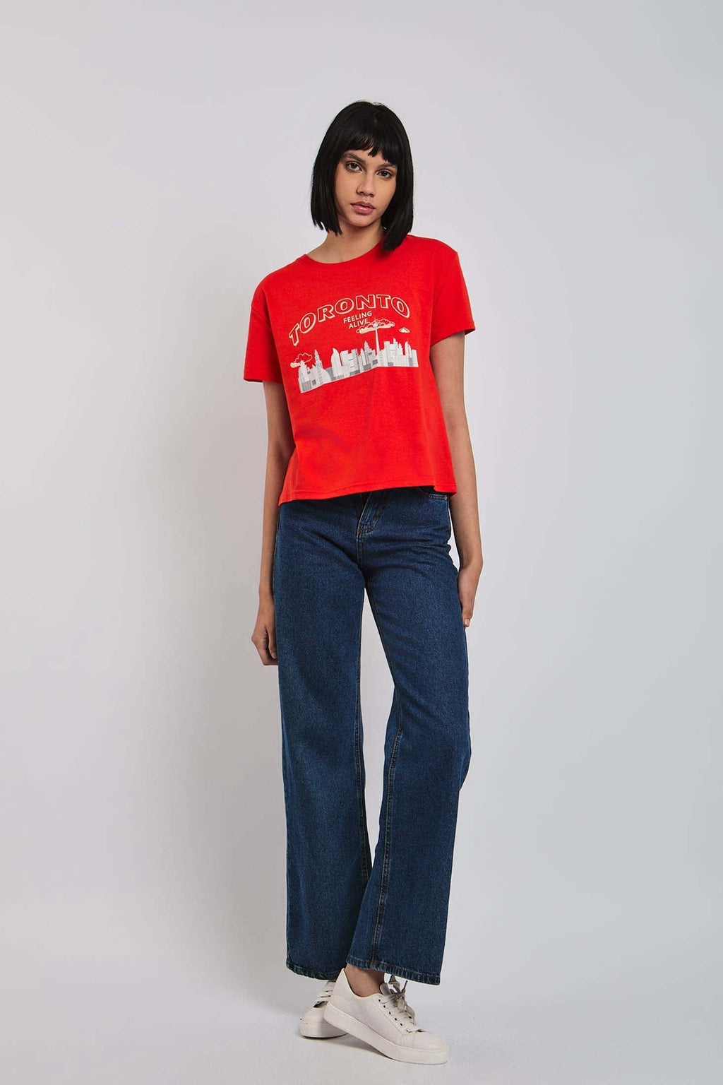 Women-T-Shirt  Short Sleeve CroppedWomen Red