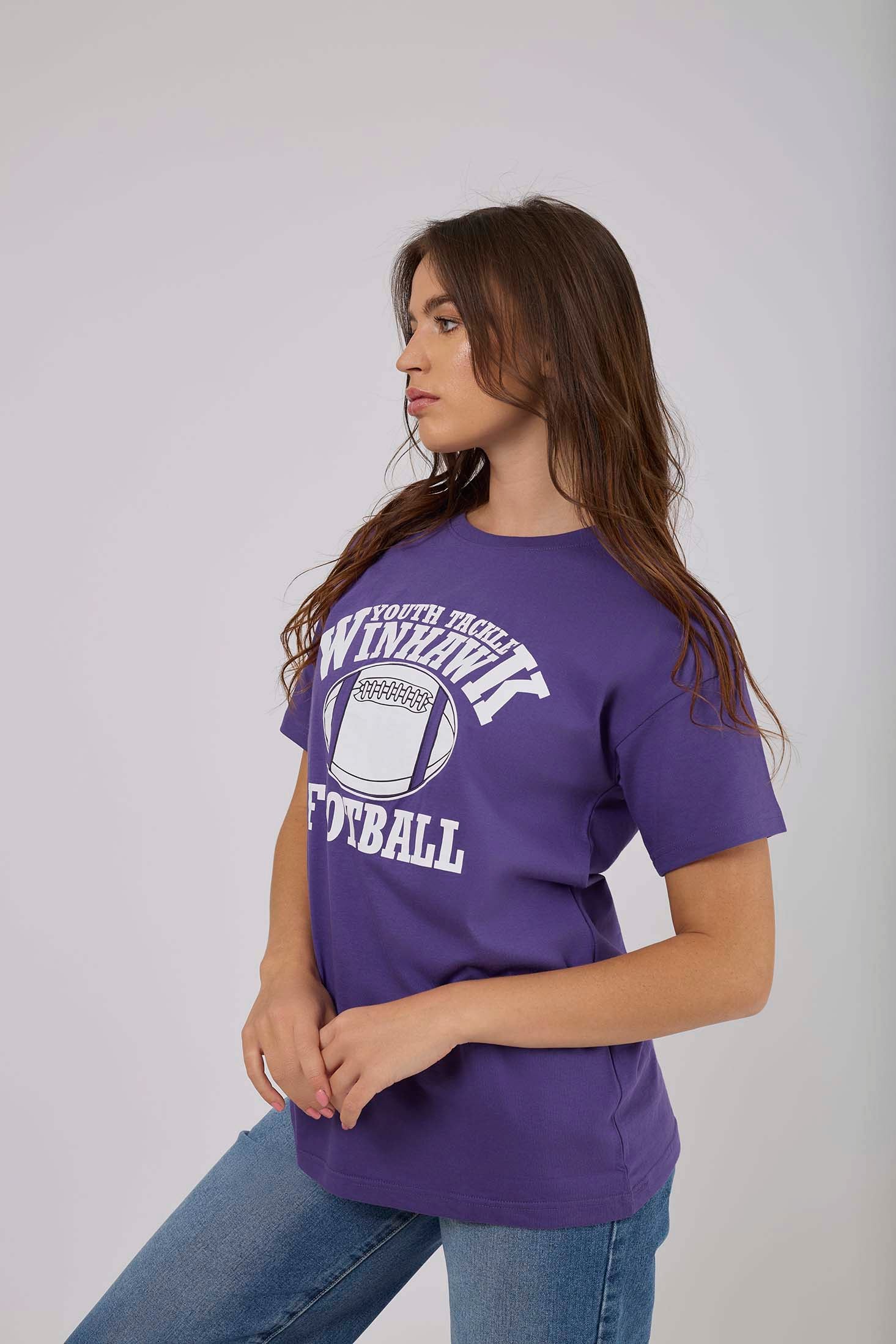 Women  T-Shirt Oversize With Short Sleeves Blue