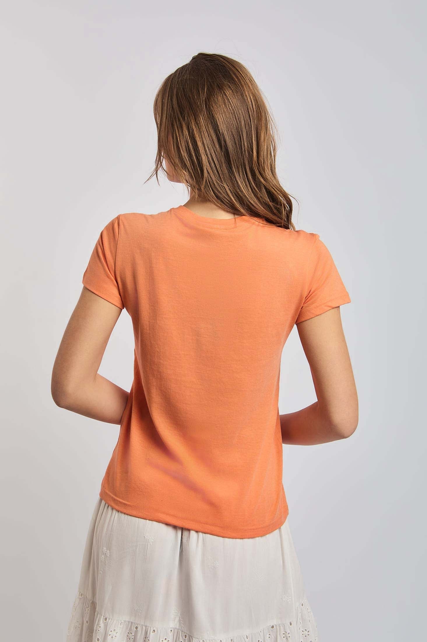Women  T-Shirt  Regular Fit  With Short Sleeves orange