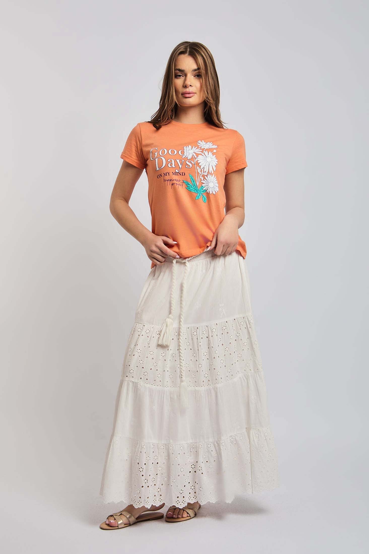 Women  T-Shirt  Regular Fit  With Short Sleeves orange