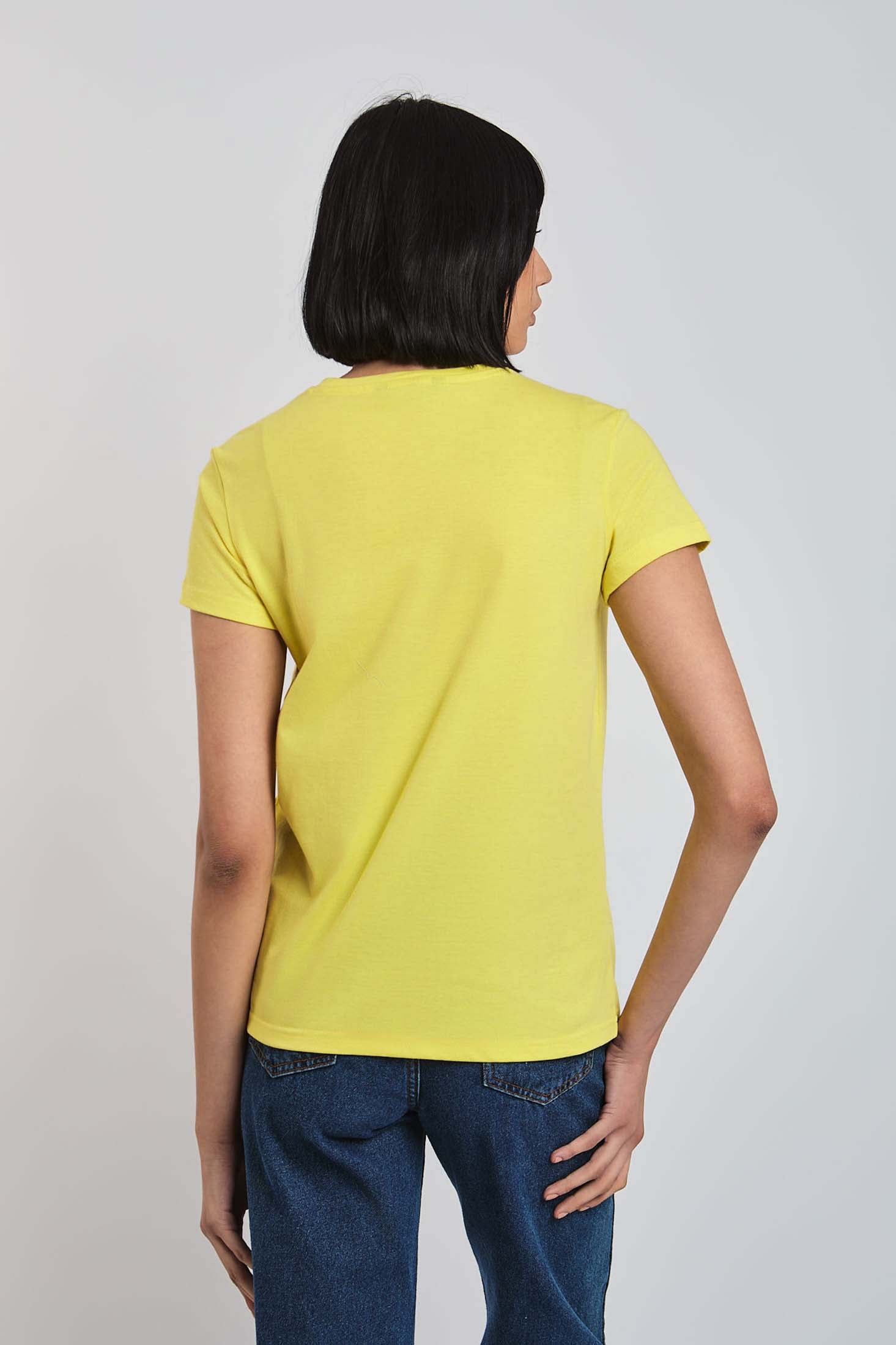 Women-T-Shirt  Regular FitWomen With Short Sleeves Yellow