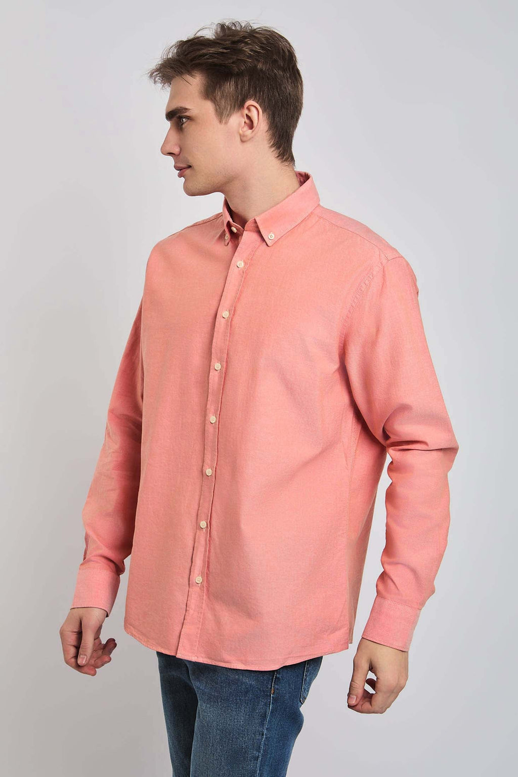 Men Shirt Regular Fit Oxford Cotton pink