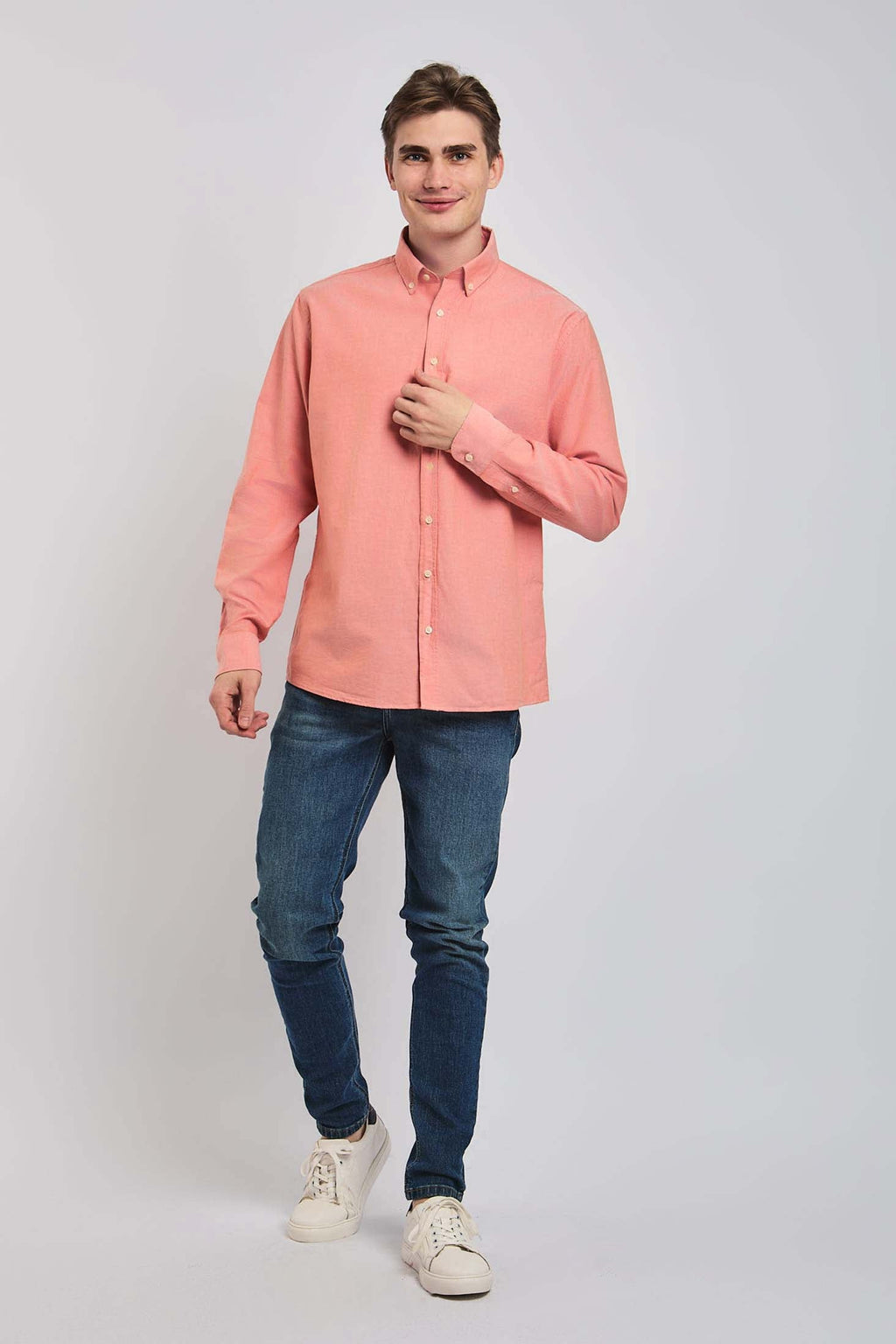 Men Shirt Regular Fit Oxford Cotton pink