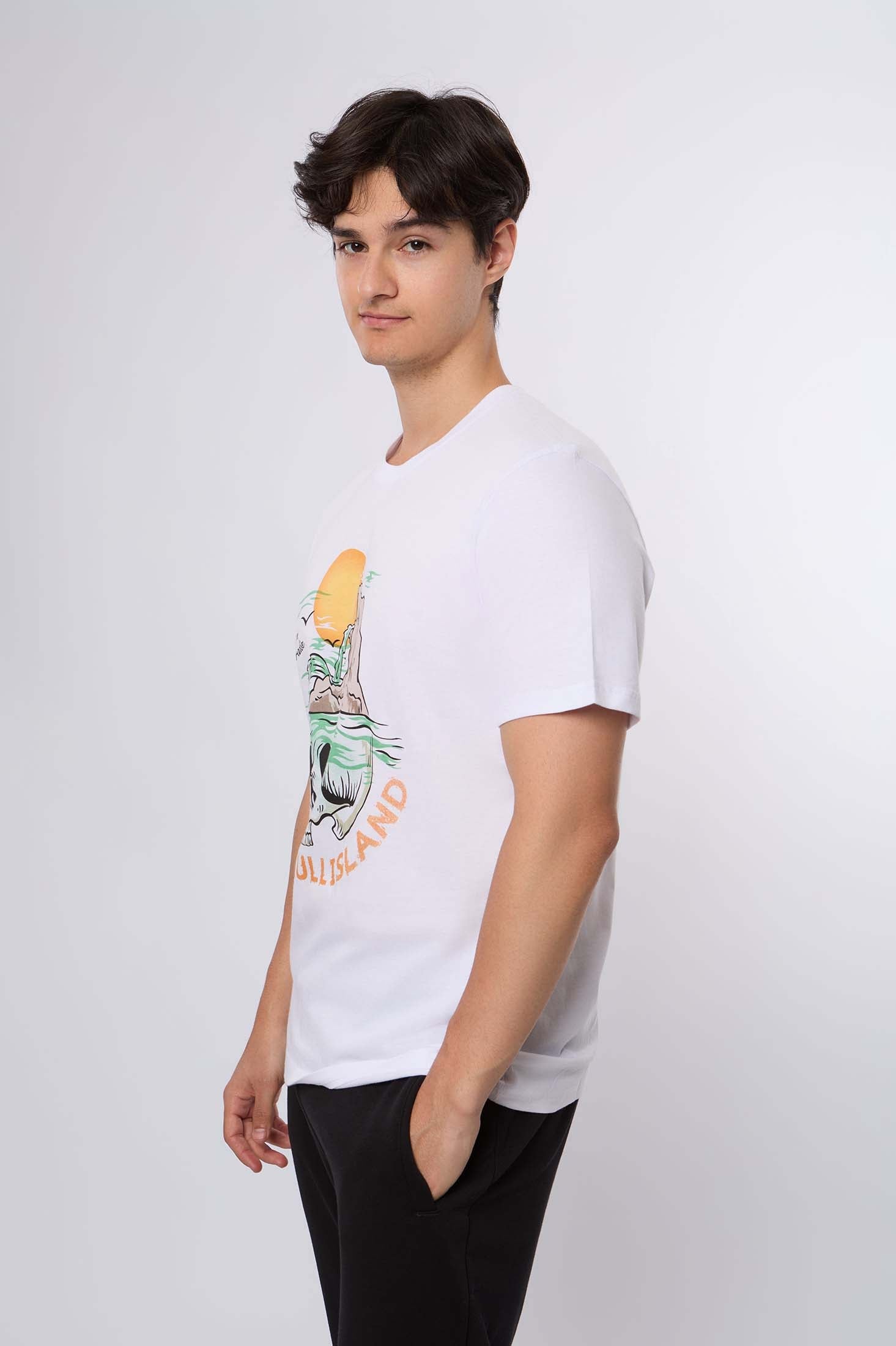 MEN  T-Shirt Casual Regular Fit Cotton T-Shirt White