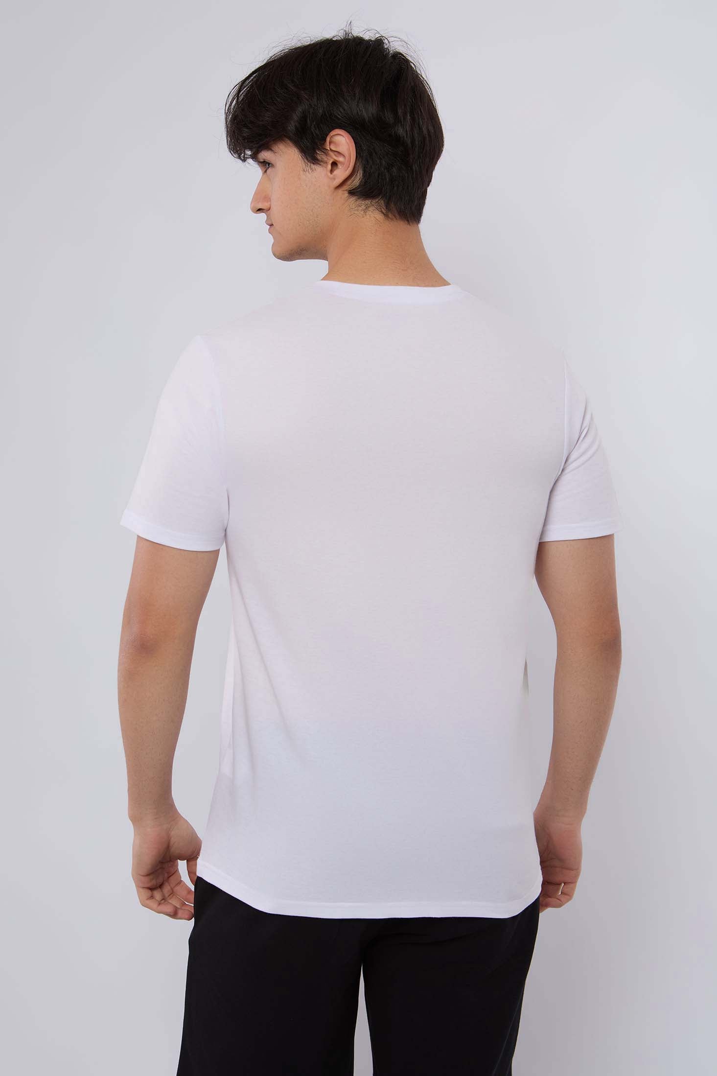 MEN  T-Shirt Casual Regular Fit Cotton T-Shirt White