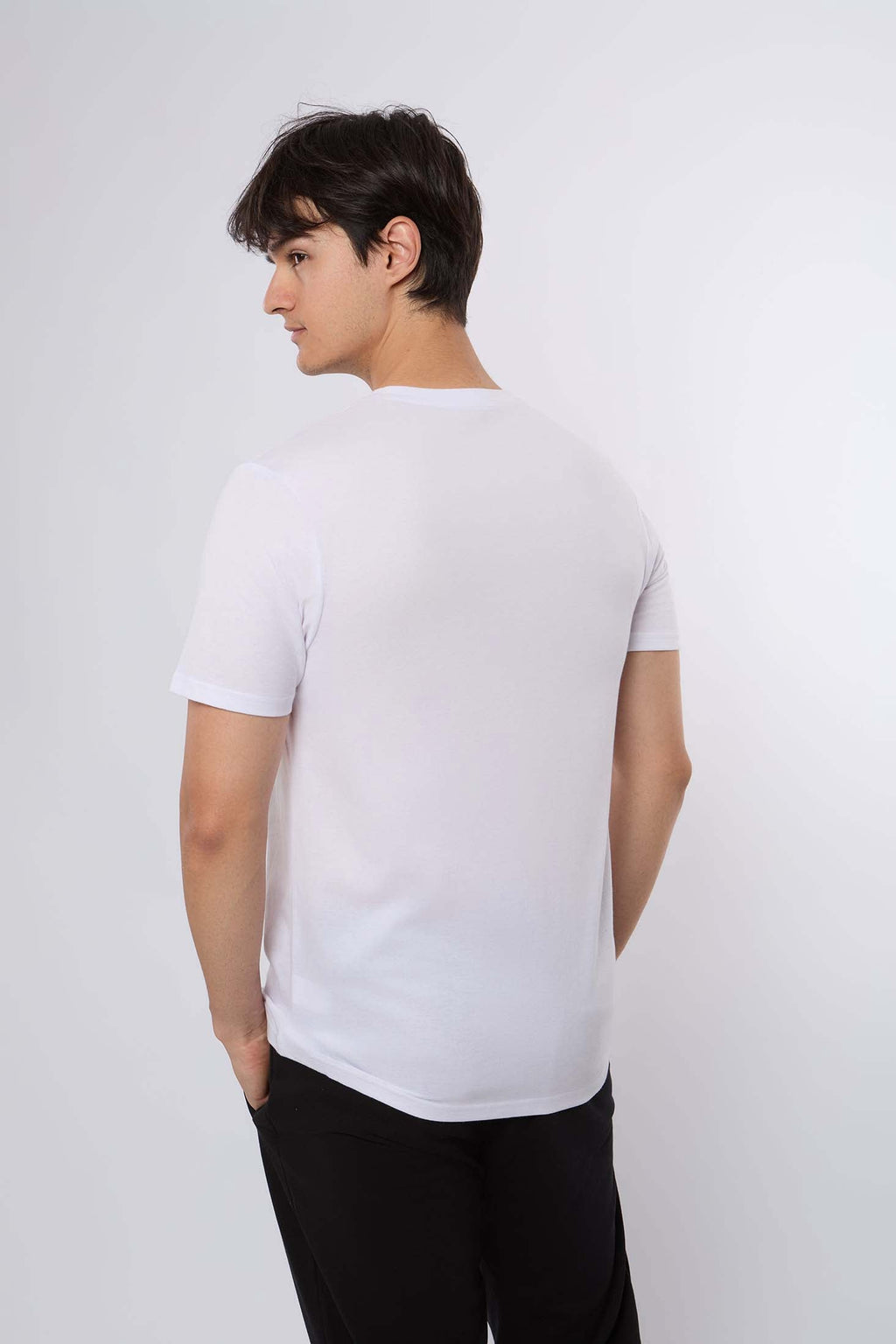 MEN  T-Shirt Casual Regular Fit Cotton T-Shirt White