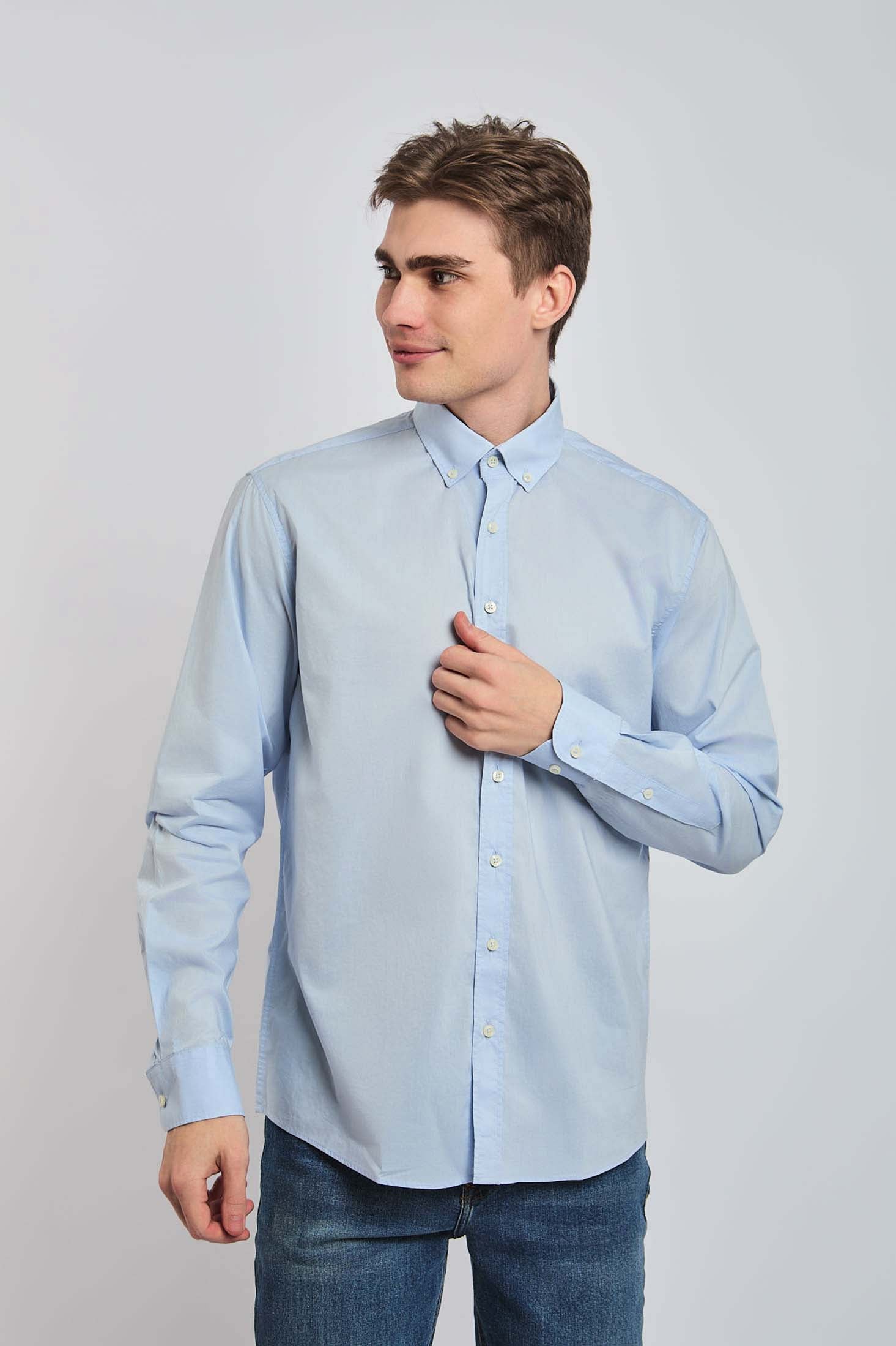 Men Shirt Regular Fit Poplin Cotton Blue