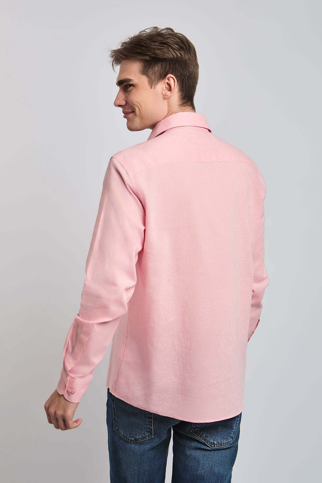 Men Shirt Casual Regular Fit Pink