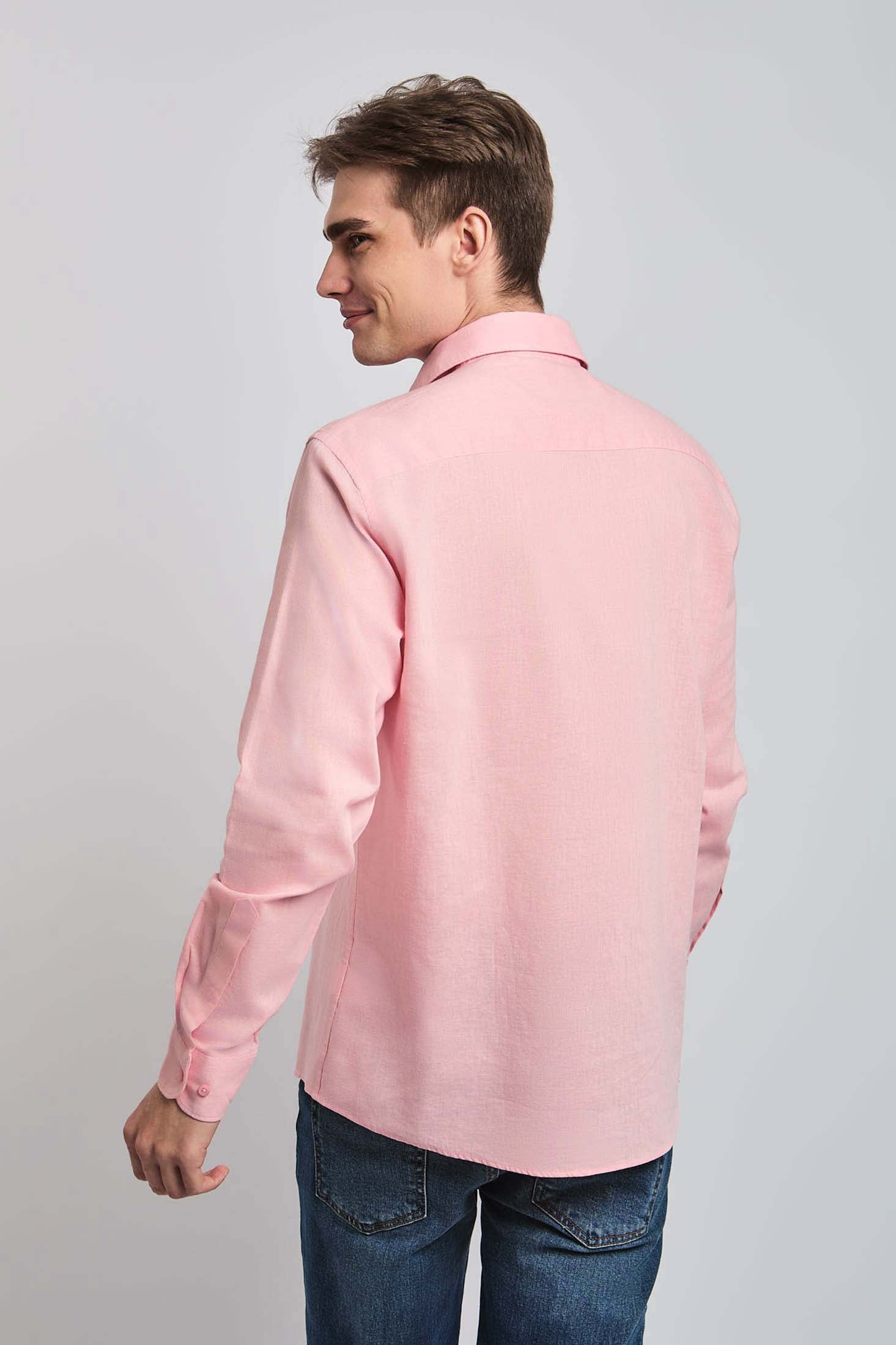 Men Shirt Casual Regular Fit Pink