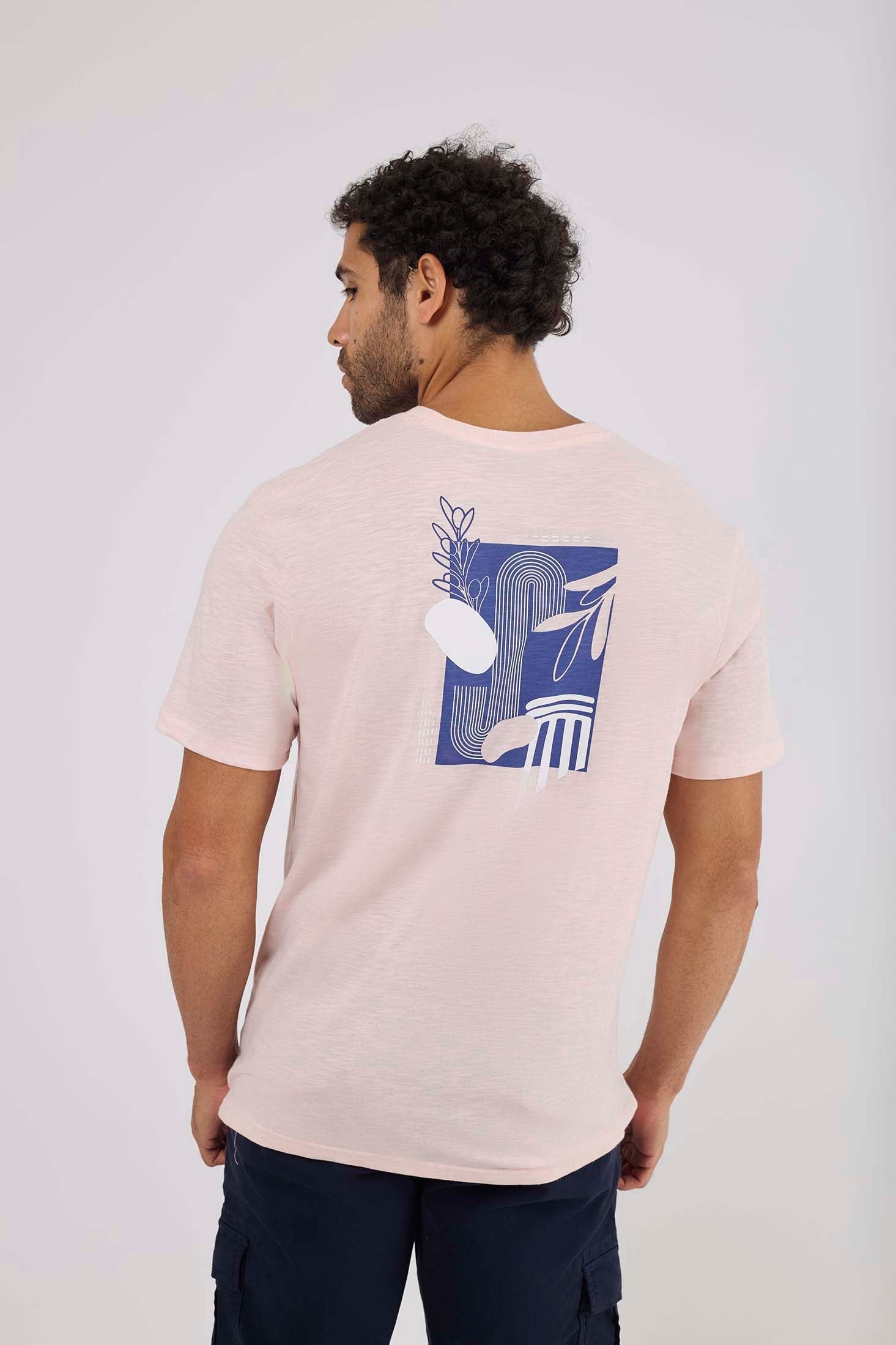 MEN  Men T-Shirt Pink Casual Regular Fit Cotton T-Shirt Pink