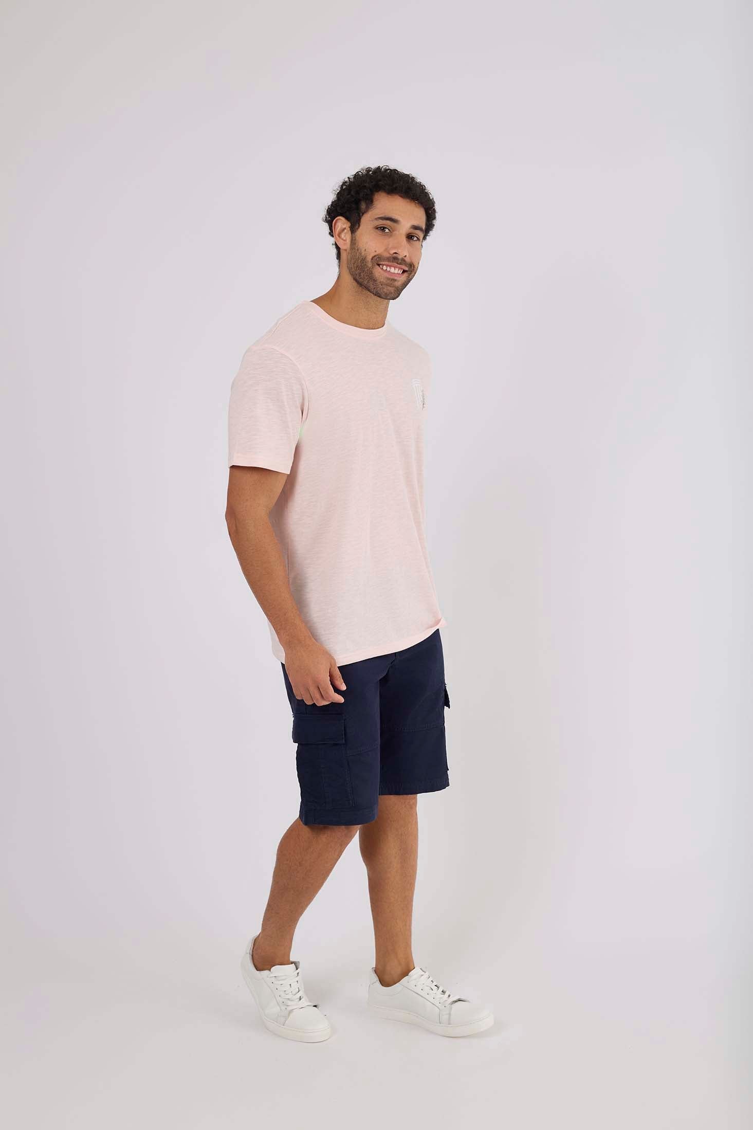 MEN  Men T-Shirt Pink Casual Regular Fit Cotton T-Shirt Pink