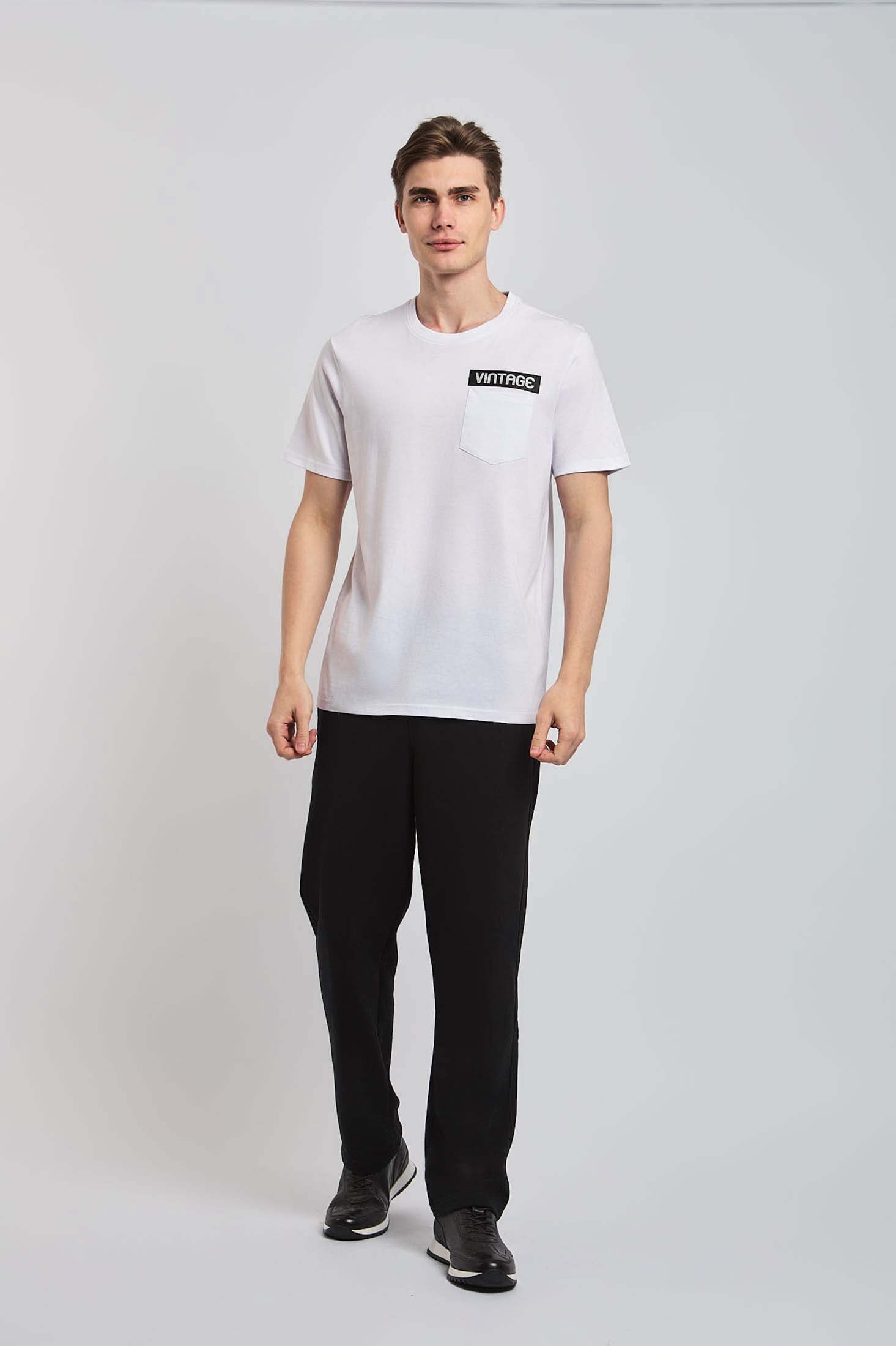 Men-T-Shirt Casual Regular Fit Cotton With Pocket White