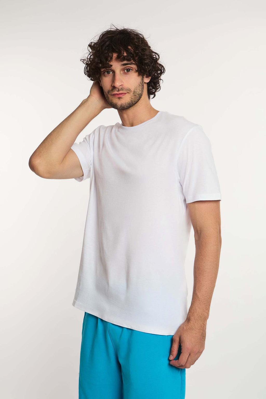 MEN  T-Shirt Casual Regular Fit Cotton T-Shirt White