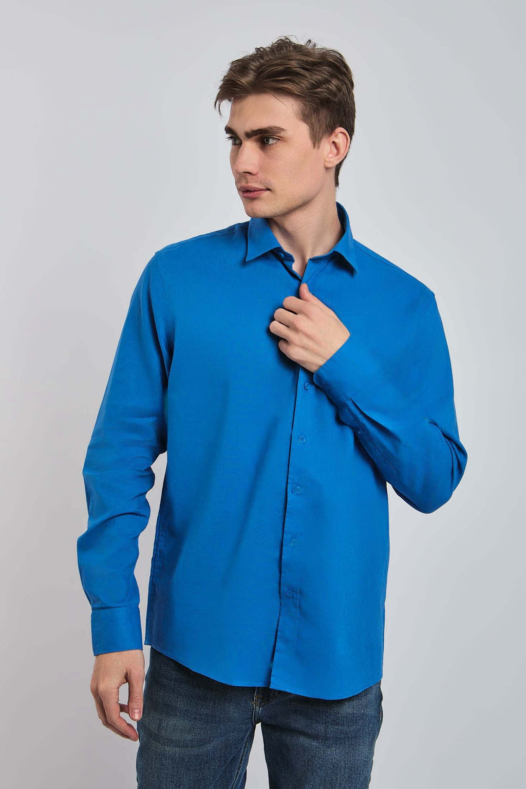 Men Shirt Casual Regular Fit Blue