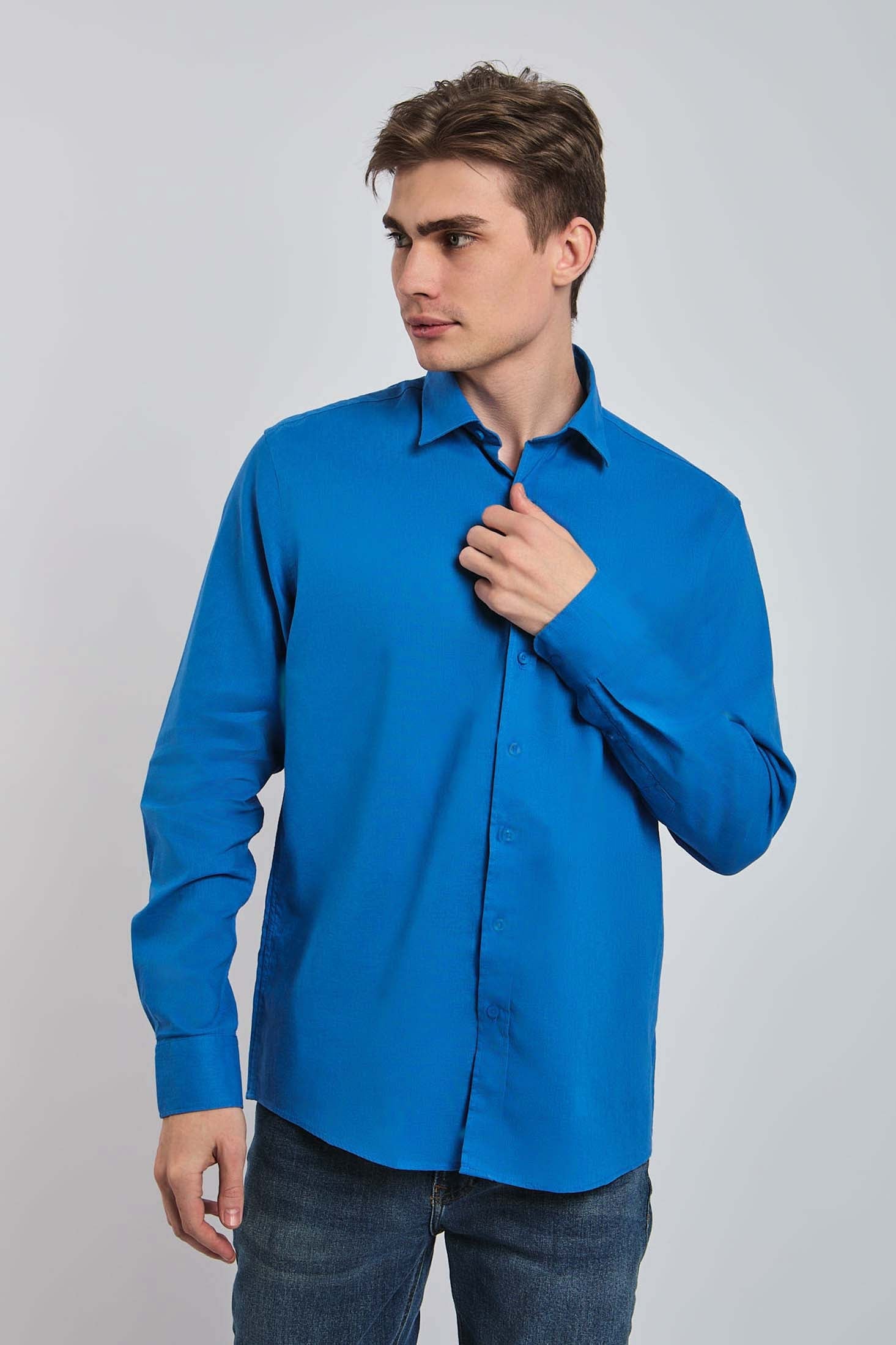 Men Shirt Casual Regular Fit Blue