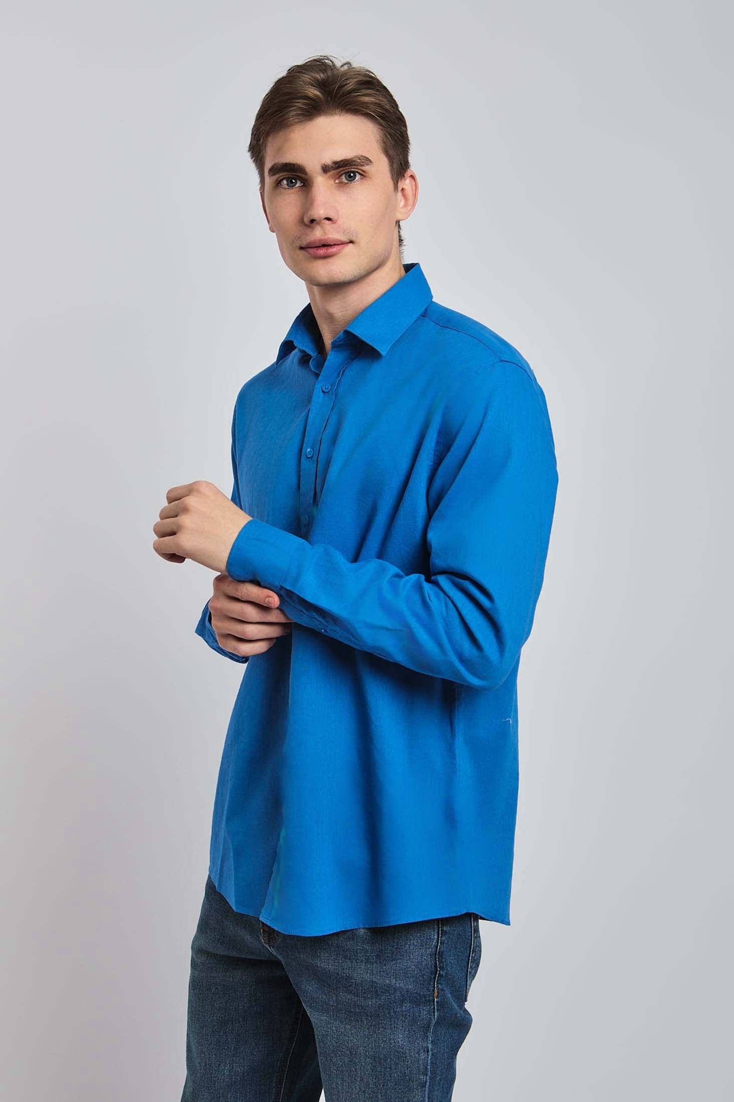 Men Shirt Casual Regular Fit Blue