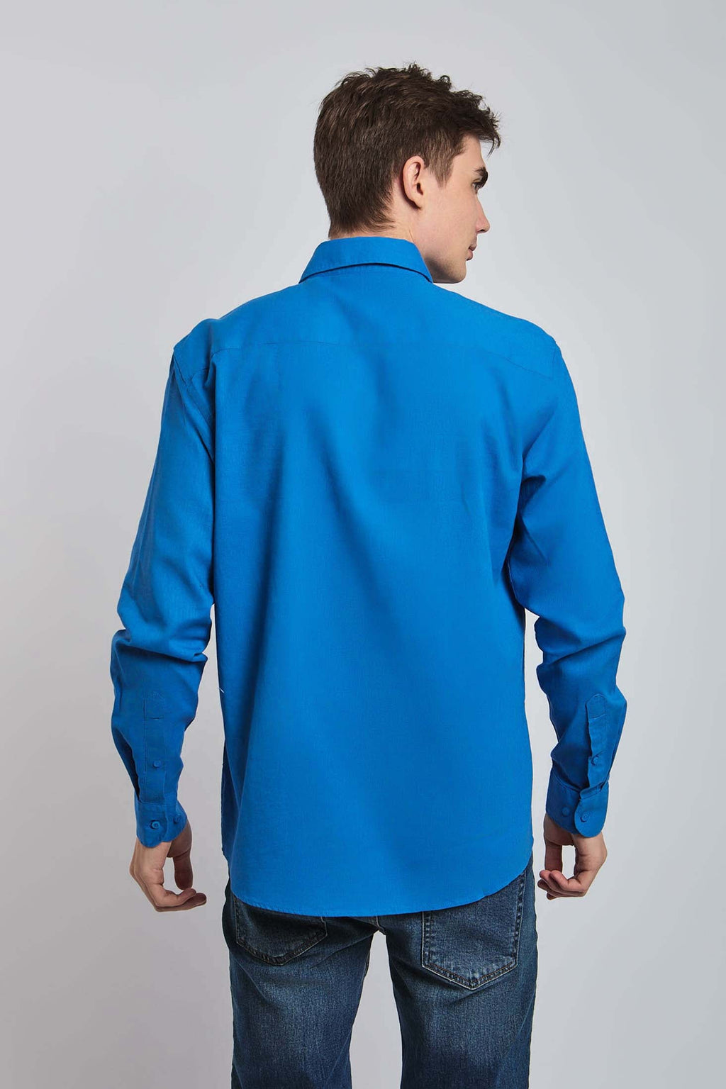 Men Shirt Casual Regular Fit Blue