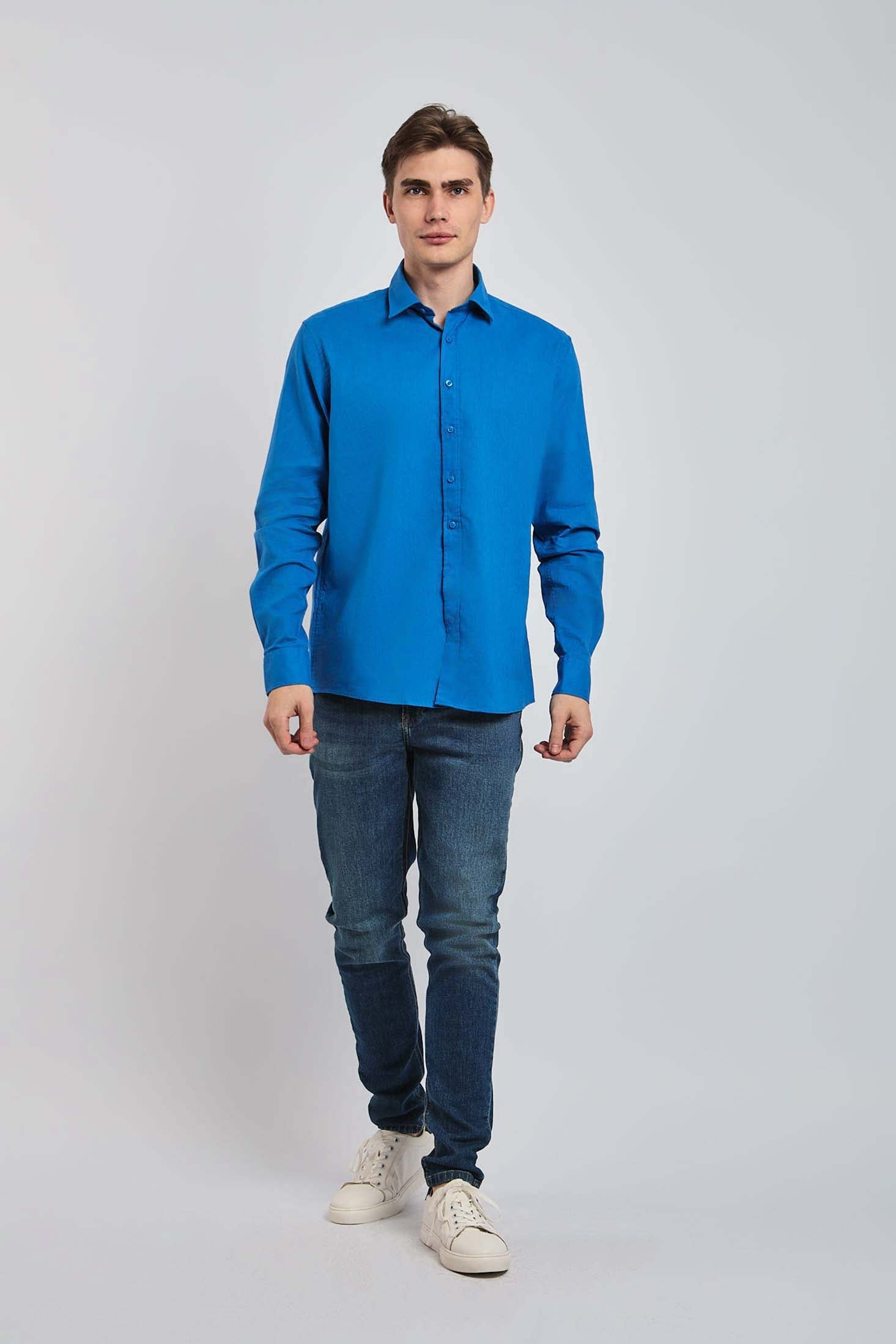 Men Shirt Casual Regular Fit Blue