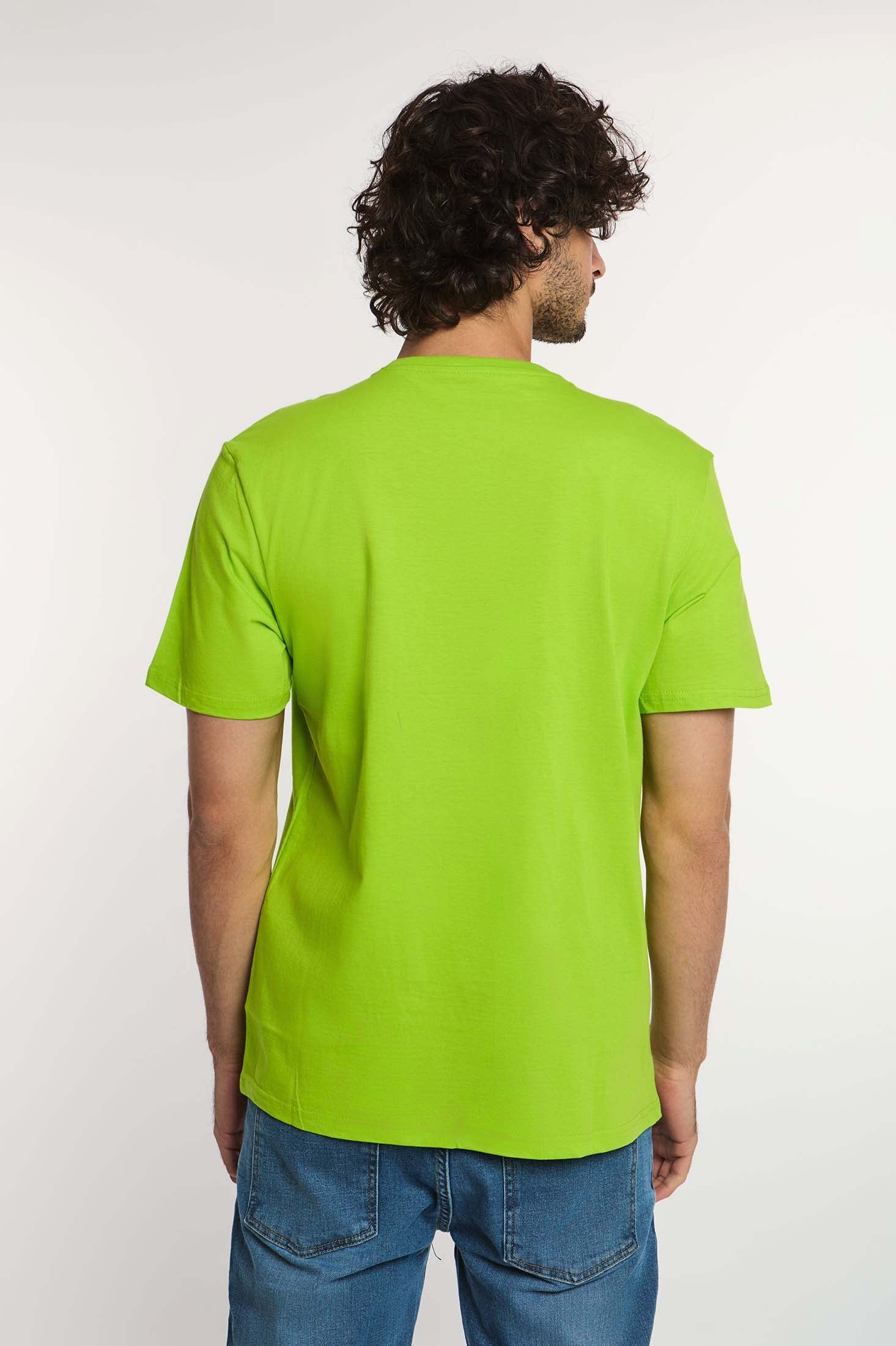 تي شيرت رجالي كاجوال بقصّة عادية من القطن مع جيب باللون الأصفر