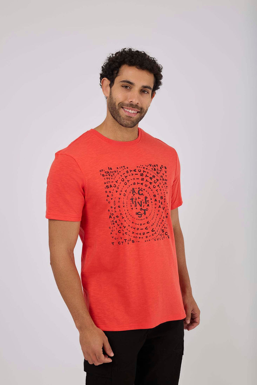 MEN  T-Shirt Casual Regular Fit Cotton T-Shirt Red