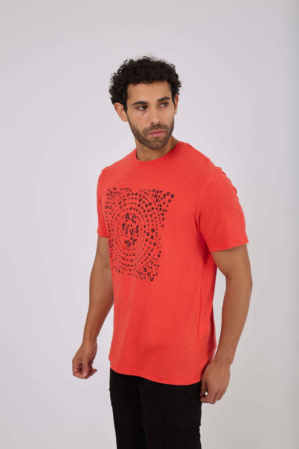 MEN  T-Shirt Casual Regular Fit Cotton T-Shirt Red